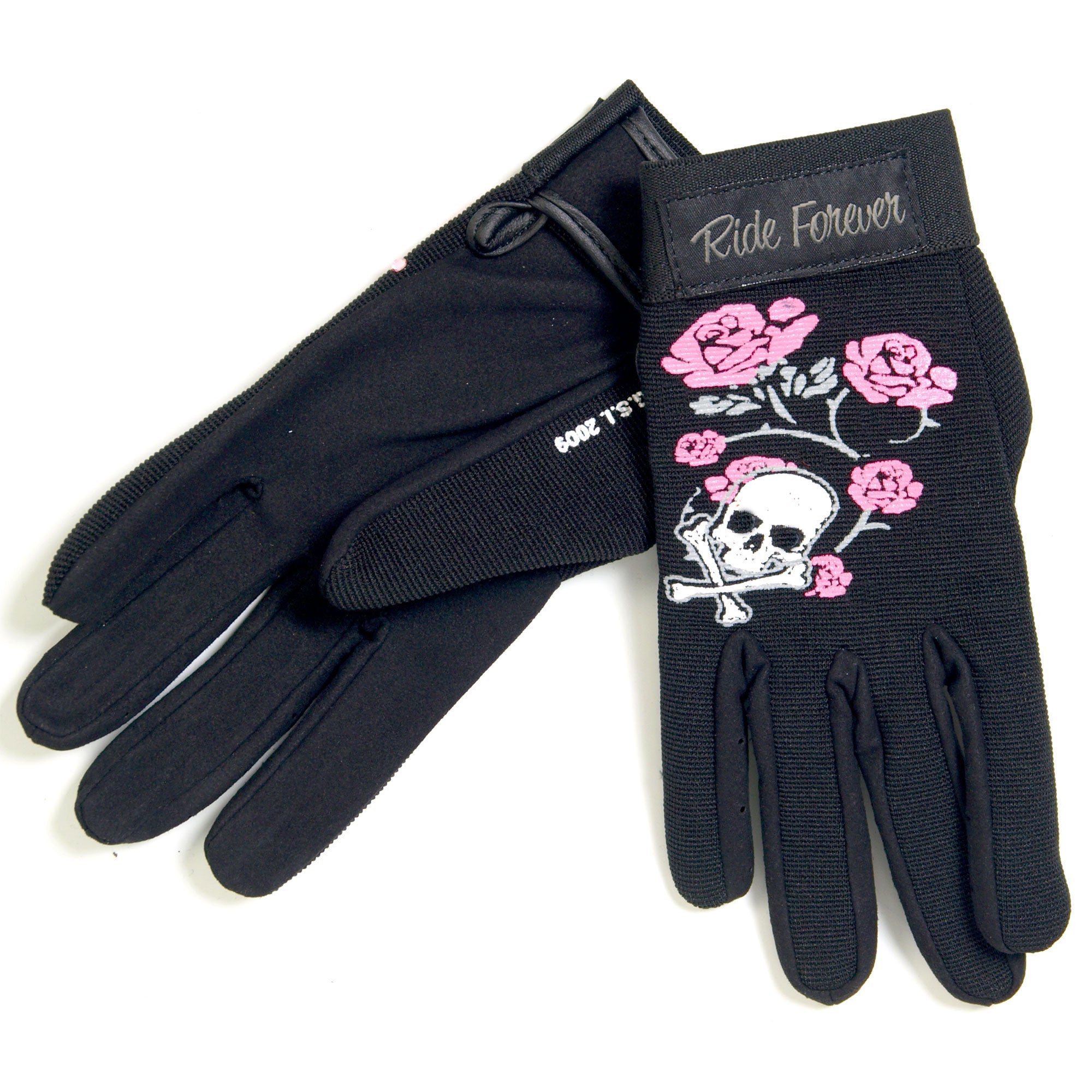 GVL2005 Skull and Roses Ladies Mechanics Work Gloves