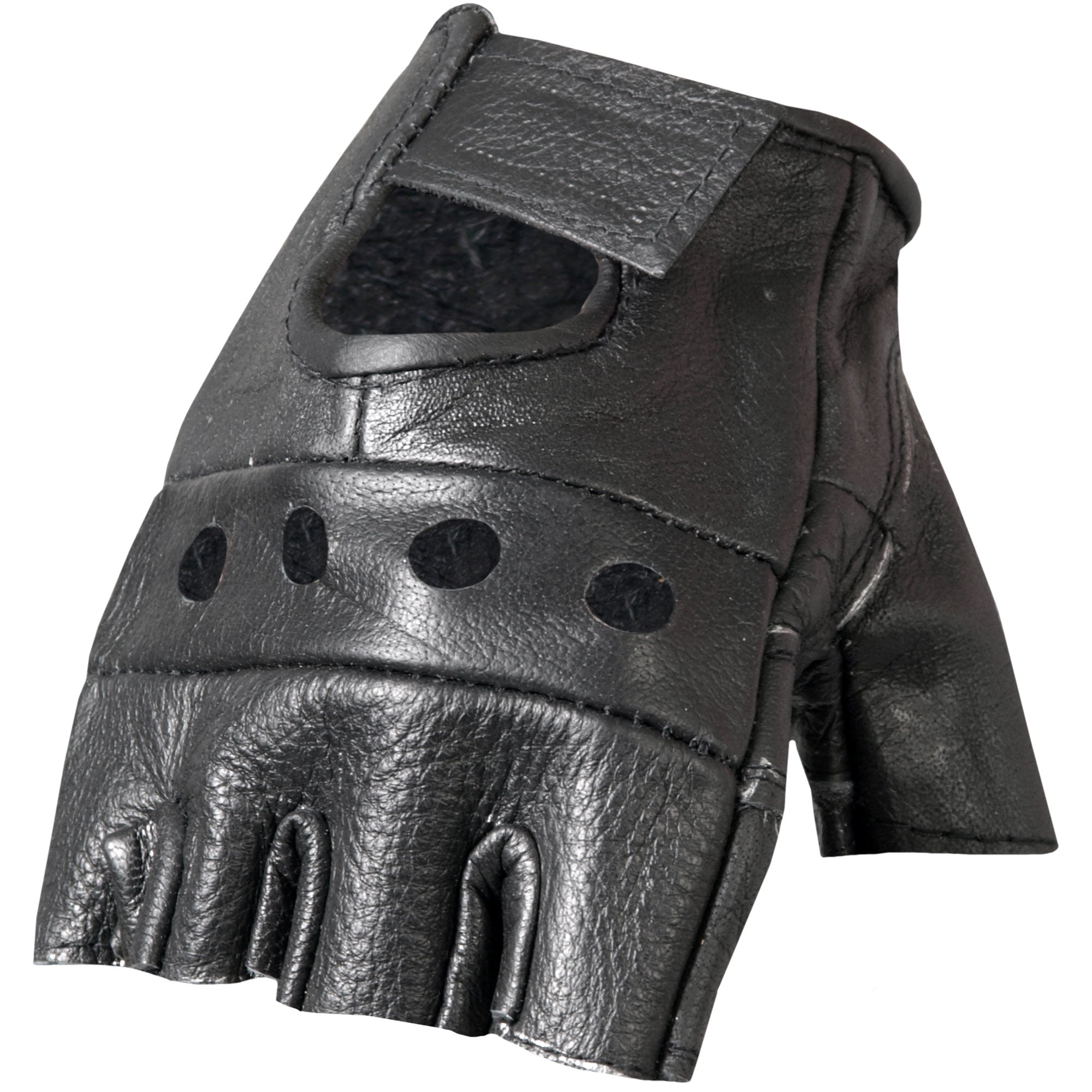 GVM1004 Unlined Fingerless Leather Gloves with Padded Palm
