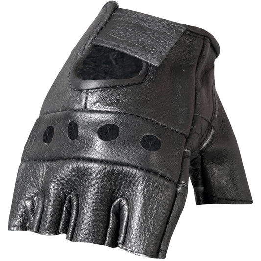 GVM1004 Unlined Fingerless Leather Gloves with Padded Palm