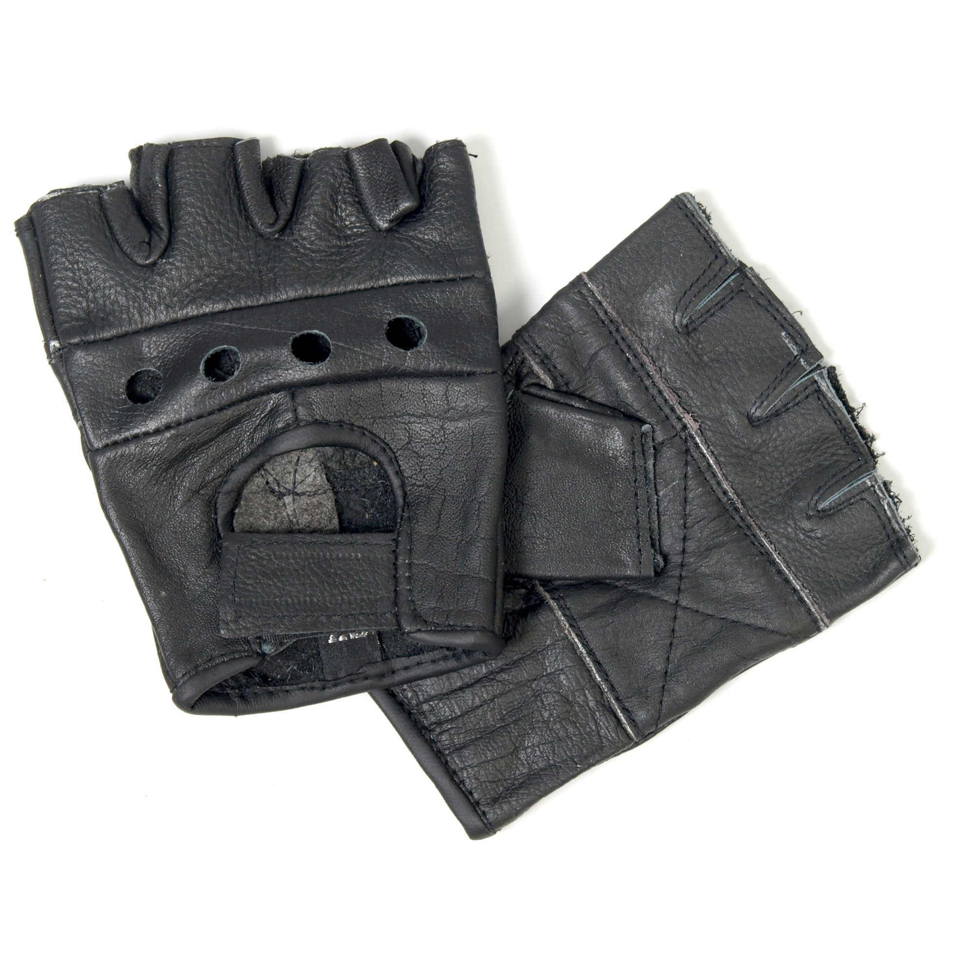 GVM1004 Unlined Fingerless Leather Gloves with Padded Palm