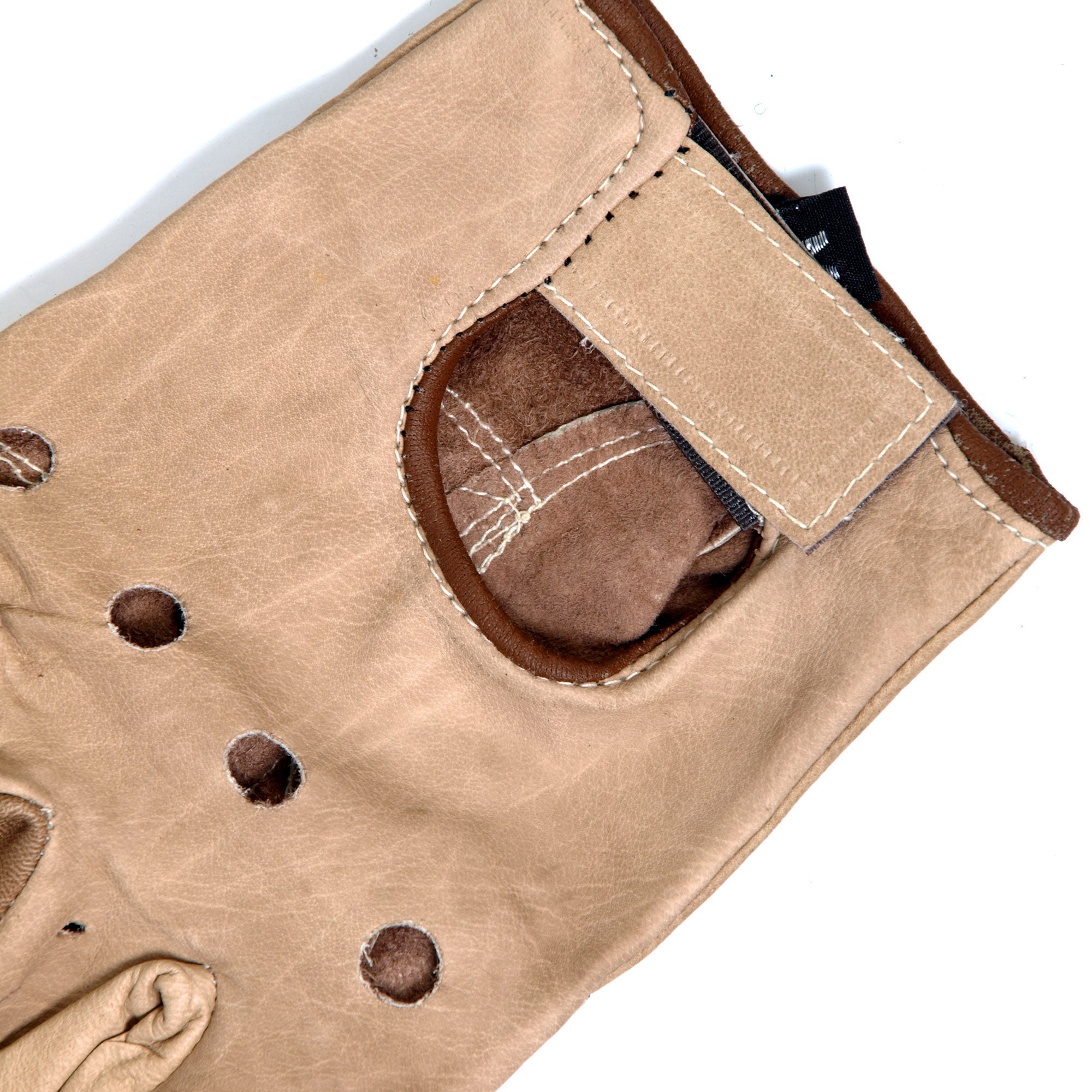 GVM1005 Brown Unlined Fingerless Leather Gloves with Padded Palm