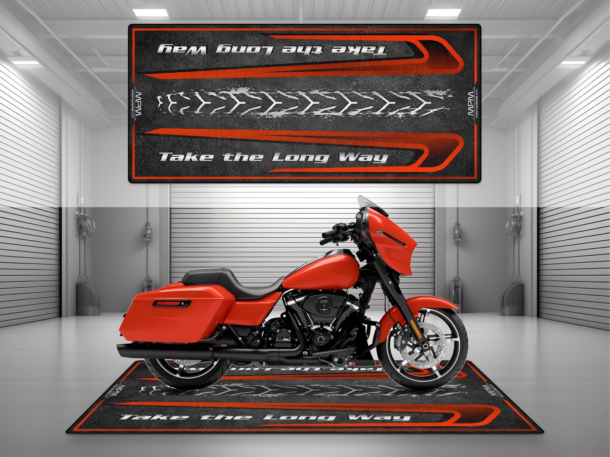 MPM Motorcycle Mat for Touring Motorcycle "Take the Long Way" - MM4311