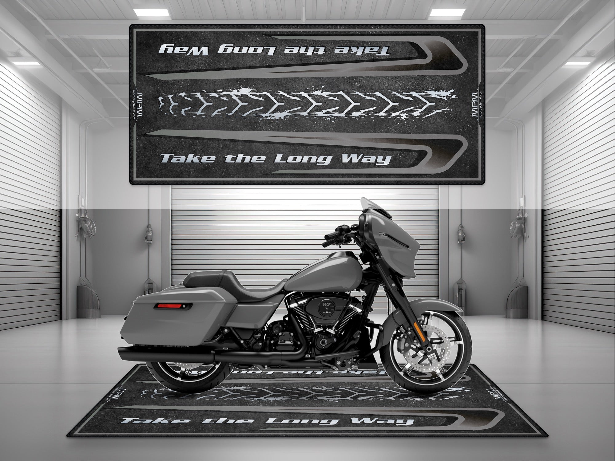 MPM Motorcycle Mat for Touring Motorcycle "Take the Long Way" - MM4311