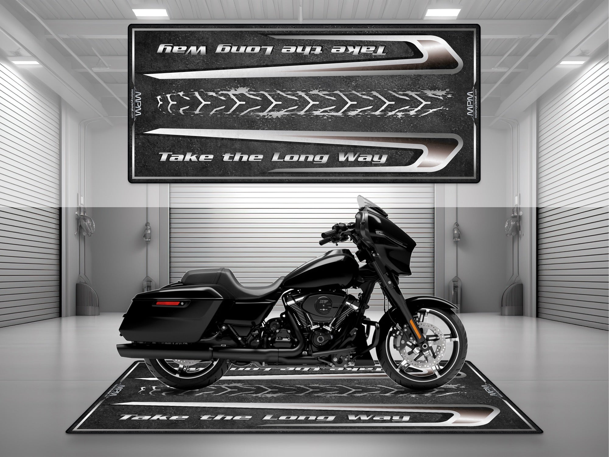 MPM Motorcycle Mat for Touring Motorcycle "Take the Long Way" - MM4311