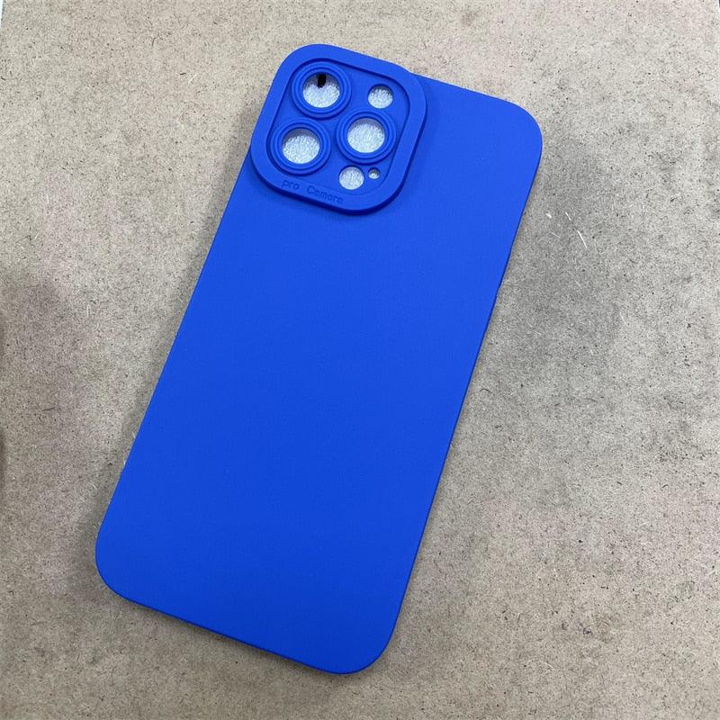 High-end Black Shockproof Silicone Phone Case For iPhone 13 12 Pro 11 Pro Max For Men Protect Lens Cover Compatible with iPhone Silicone Rubber Case Comfortable Grip