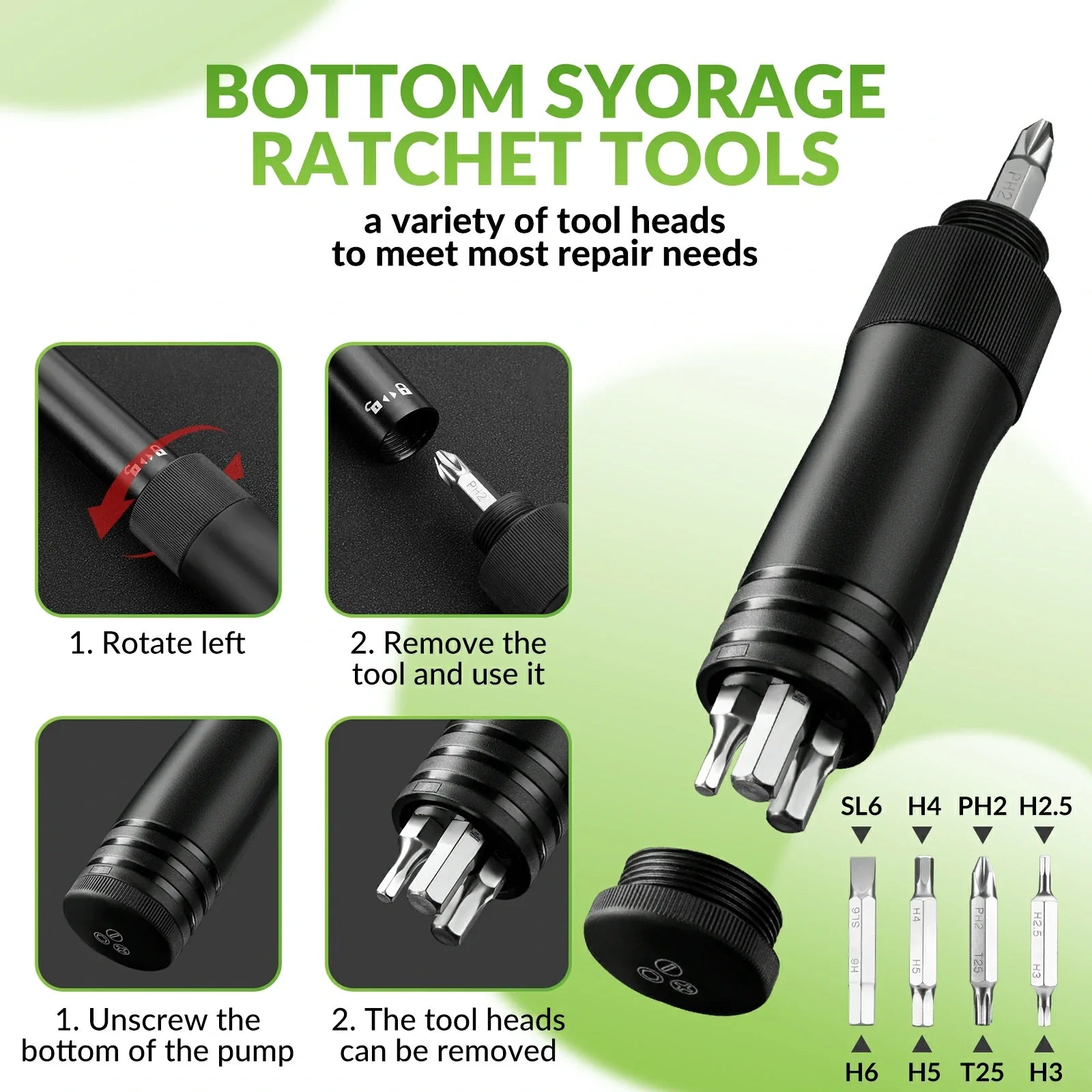 Mini Bike Pump with 8-in-1 Ratchet Tool 80 PSI