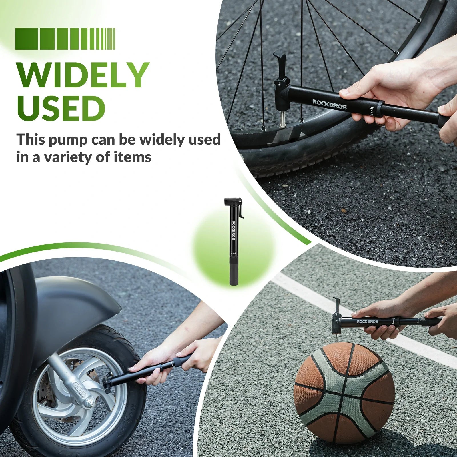 Mini Bike Pump with 8-in-1 Ratchet Tool 80 PSI