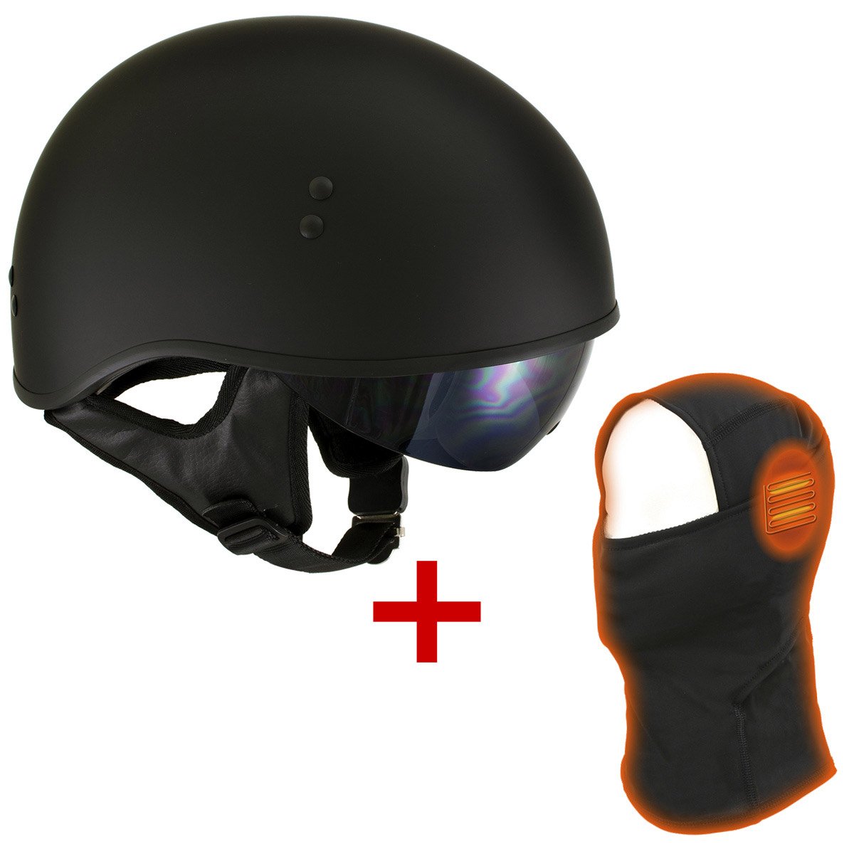 T72 'Black Widow' Flat Black DOT Helmet with MP7922FMSET Heated Balaclava Bundle