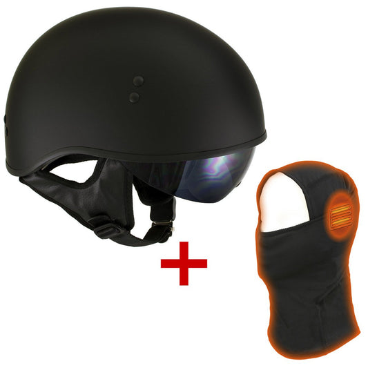 T72 'Black Widow' Flat Black DOT Helmet with MP7922FMSET Heated Balaclava Bundle