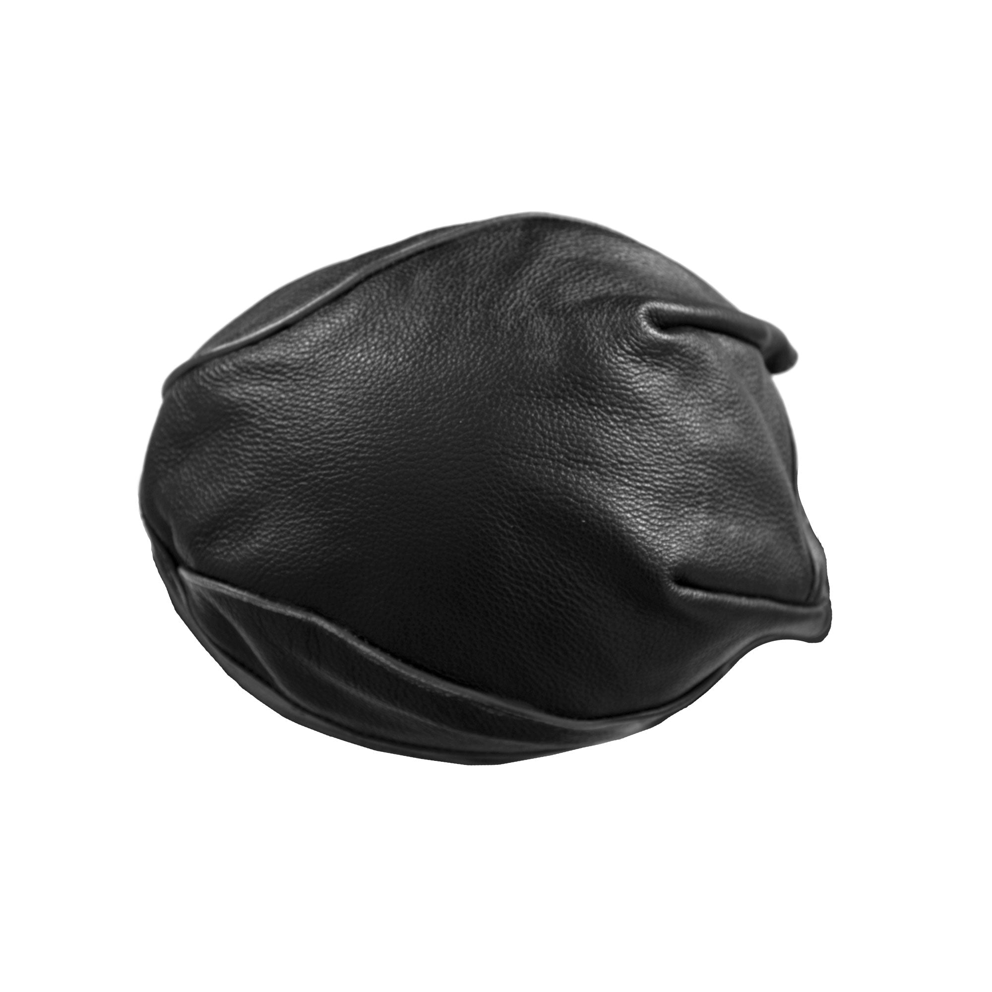 Black With Gray Rub-Off Seam Medium Weight Leather Headwrap HWL1009