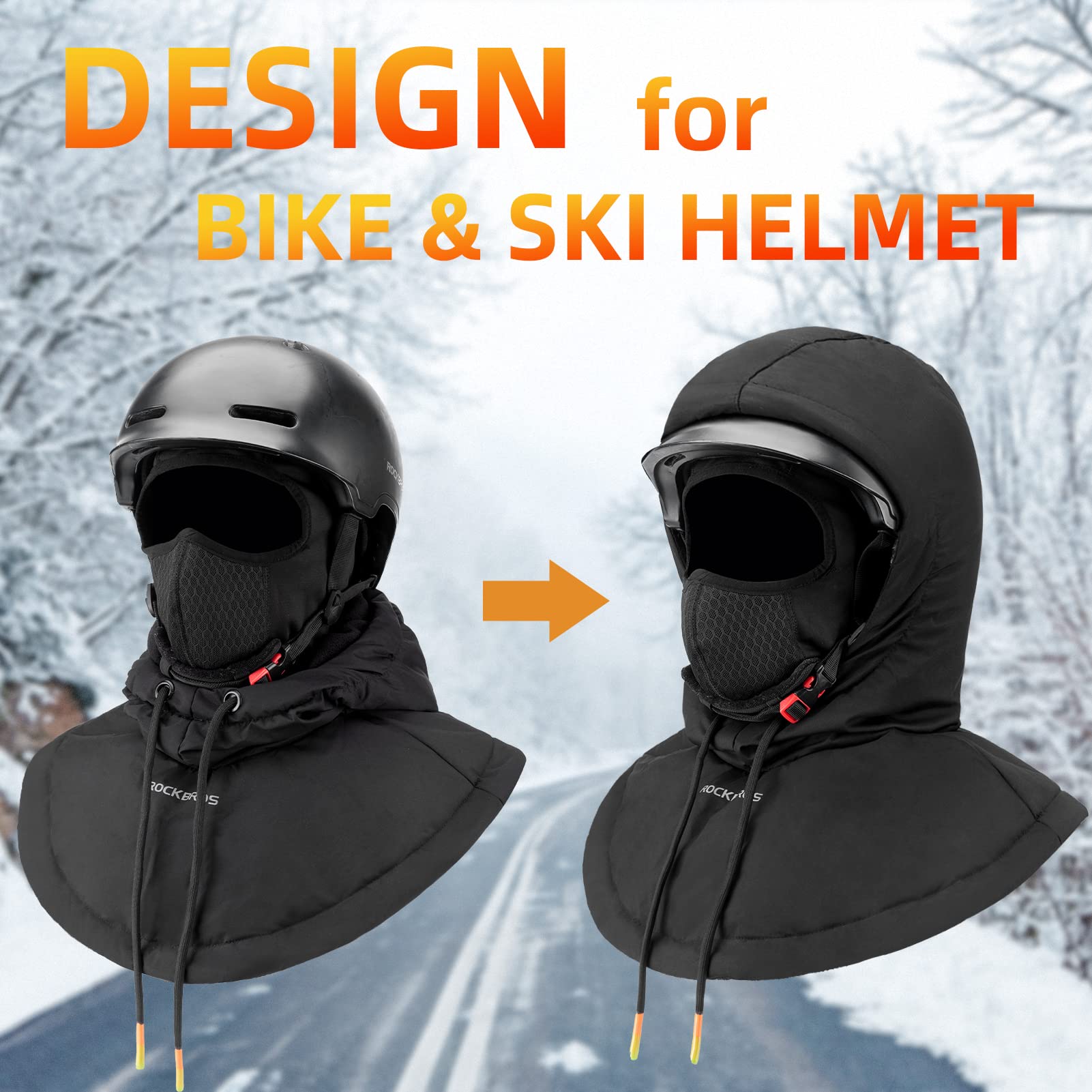 ROCKBROS Ski Mask for Men Women Winter Balaclava Ski Mack Thermal Fleece