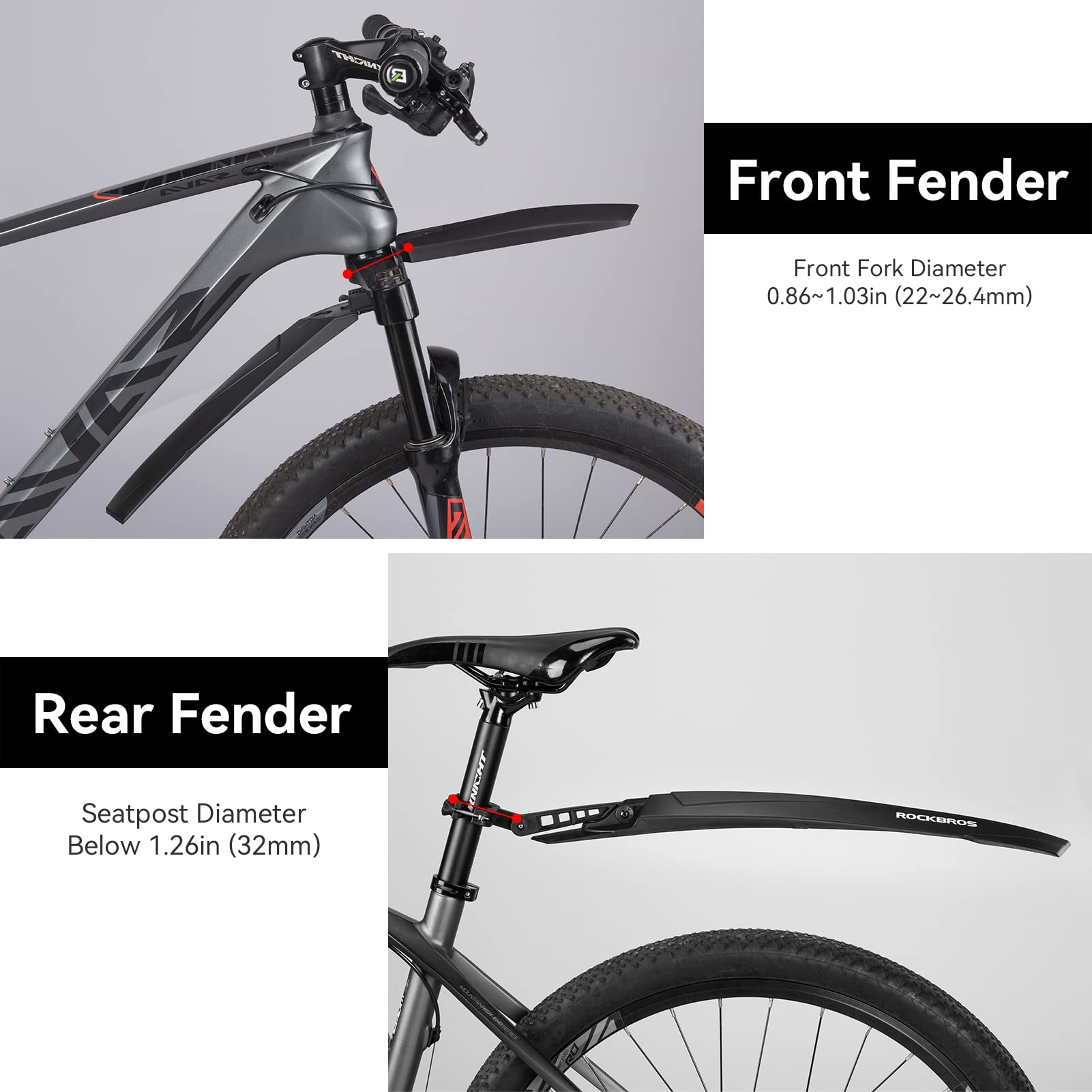 Adjustable MTB Mud Guards Front & Rear Splash Guard