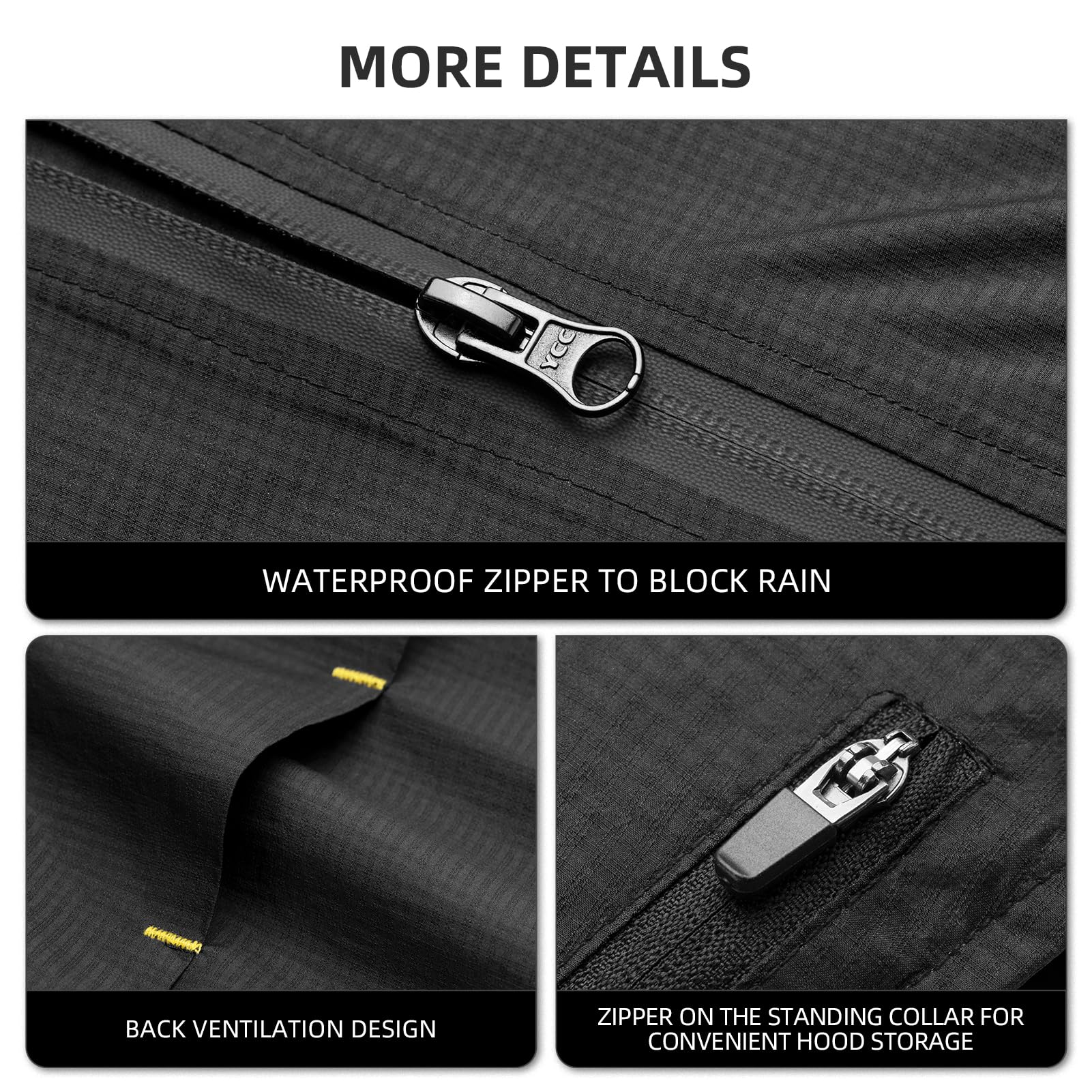 ROCKBROS Men's Waterproof Cycling Rain Jacket with Hood, Lightweight Reflective