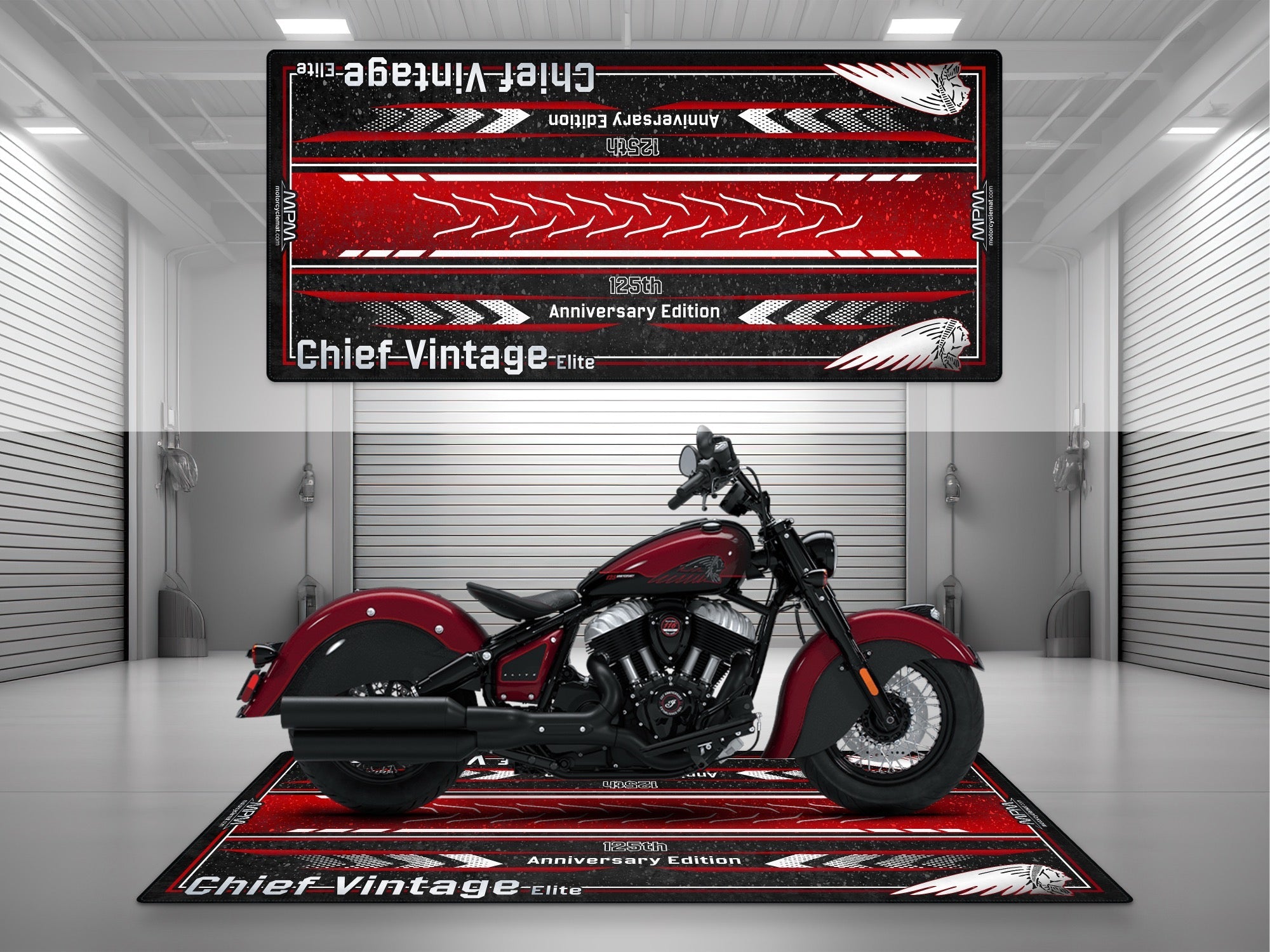 MPM Motorcycle Mat for Indian Chief Vintage 125th Anniversary - U312