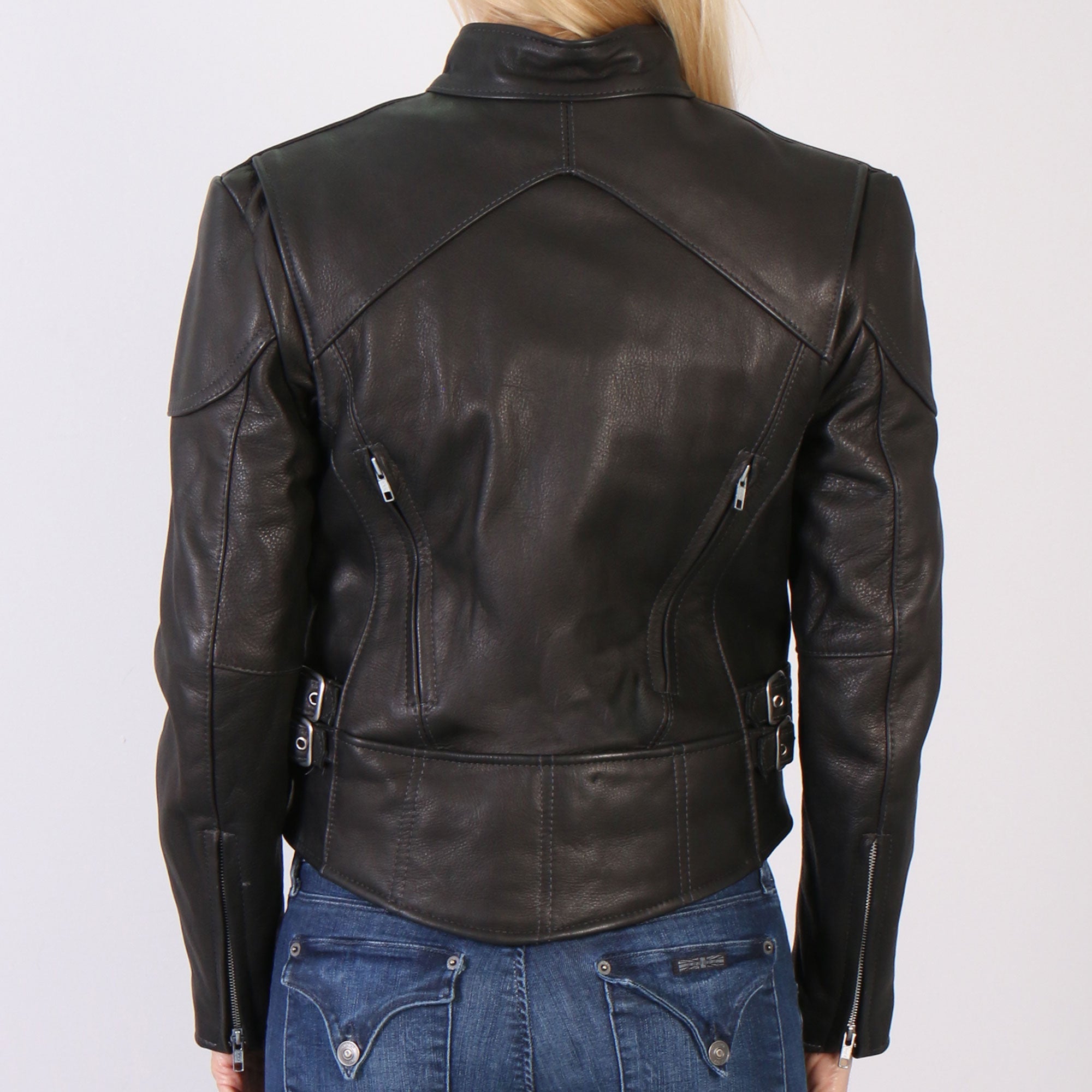 JKL5001 USA Made Ladies Vented Motorcycle Black Leather Biker Jacket