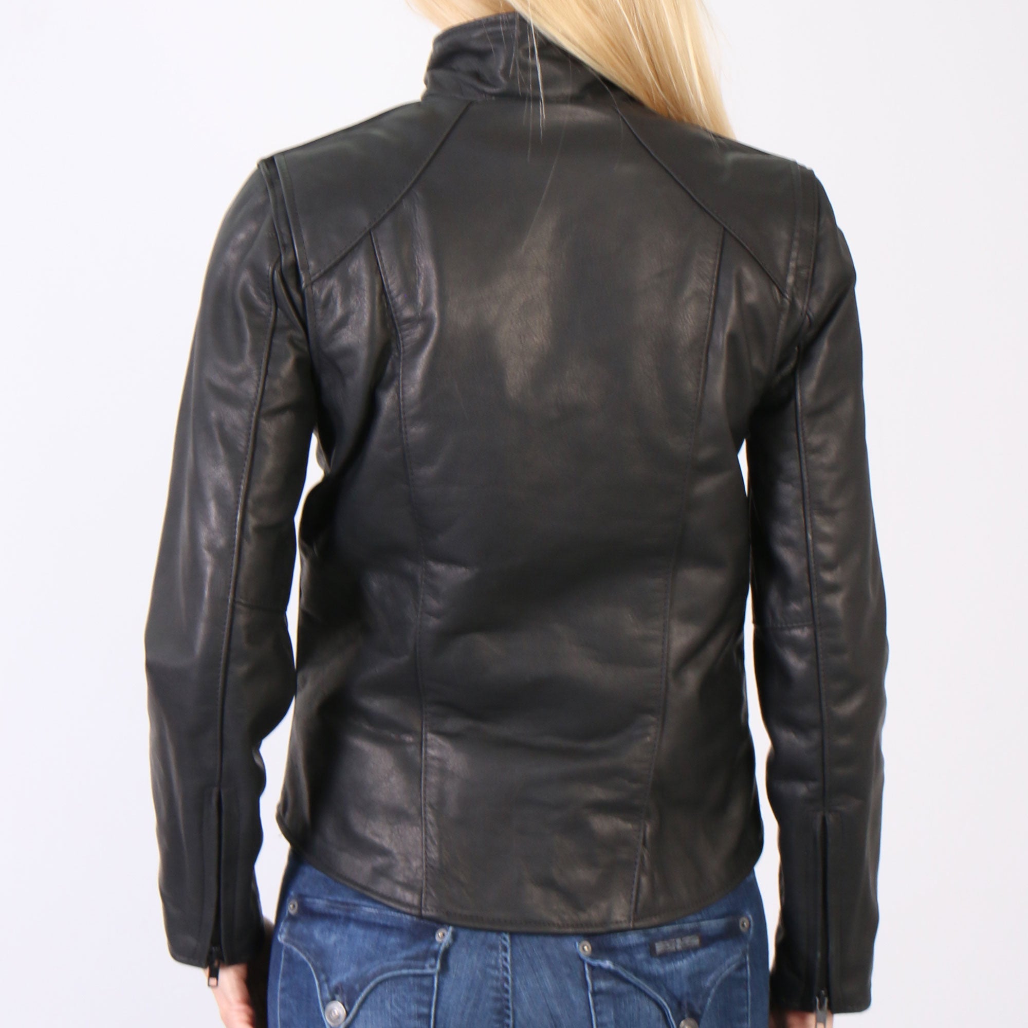 JKL5003 USA Made Ladies Clean Cut Leather Motorcycle Biker Jacket