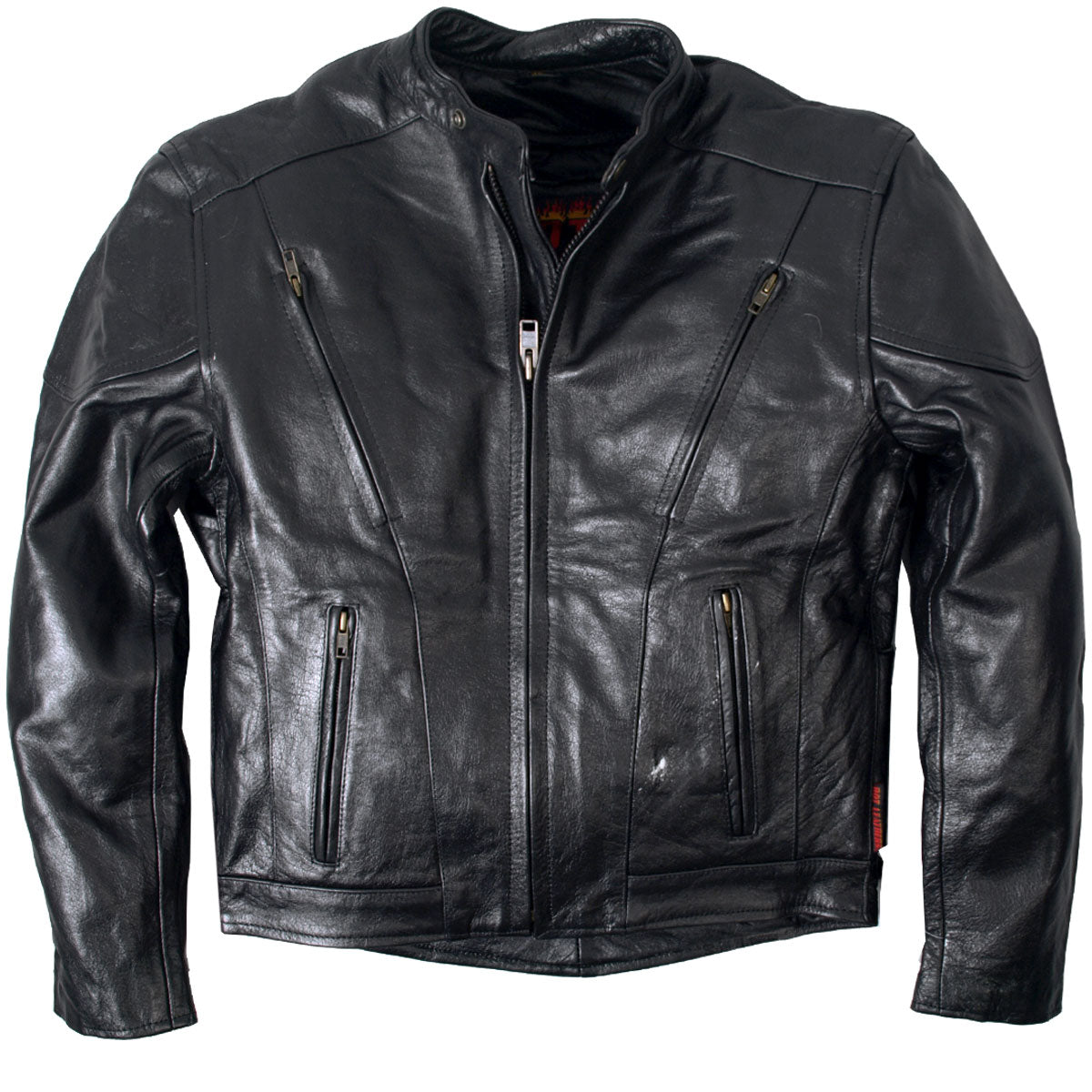 JKM1010 Men's Motorcycle Vented Leather Biker Jacket