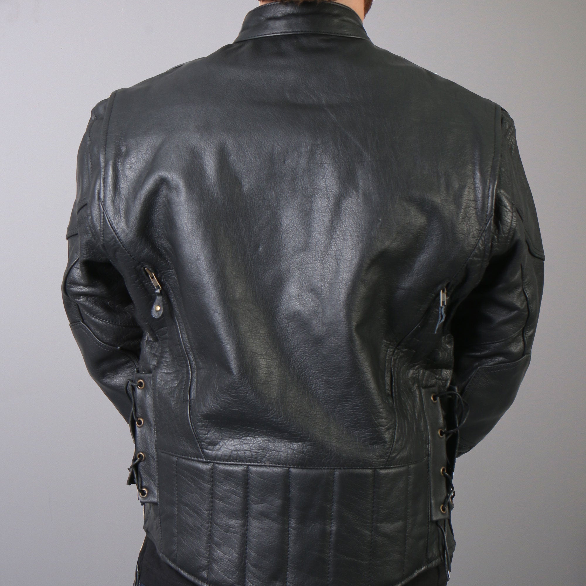 JKM1010 Men's Motorcycle Vented Leather Biker Jacket