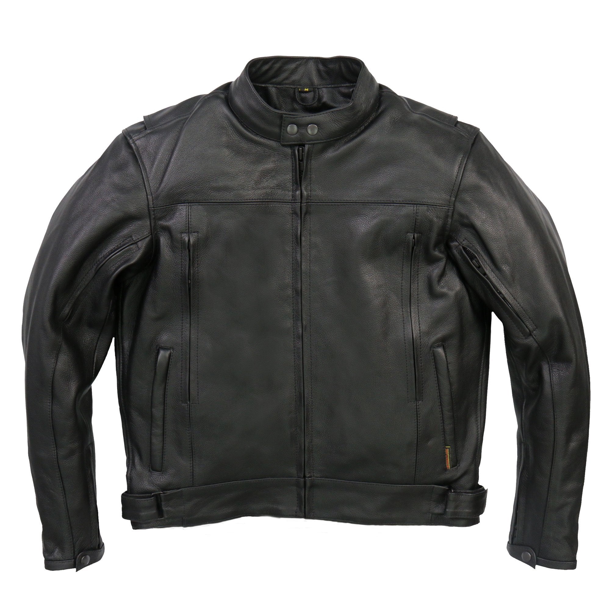 JKM1021 Men's Black Leather Motorcycle Biker Carry and Conceal Vented Scooter Jacket