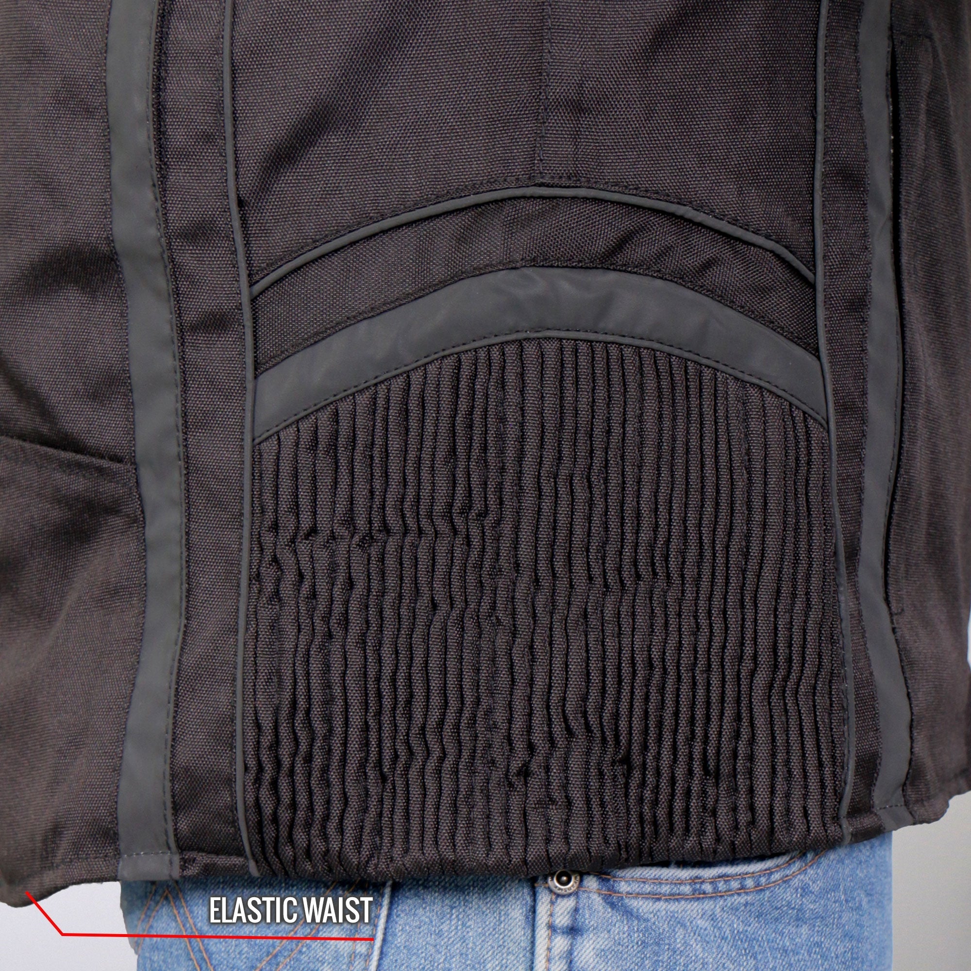 JKM1023 Men’s Black Biker High Visibility Nylon Motorcycle Jacket with Concealed Carry Pocket