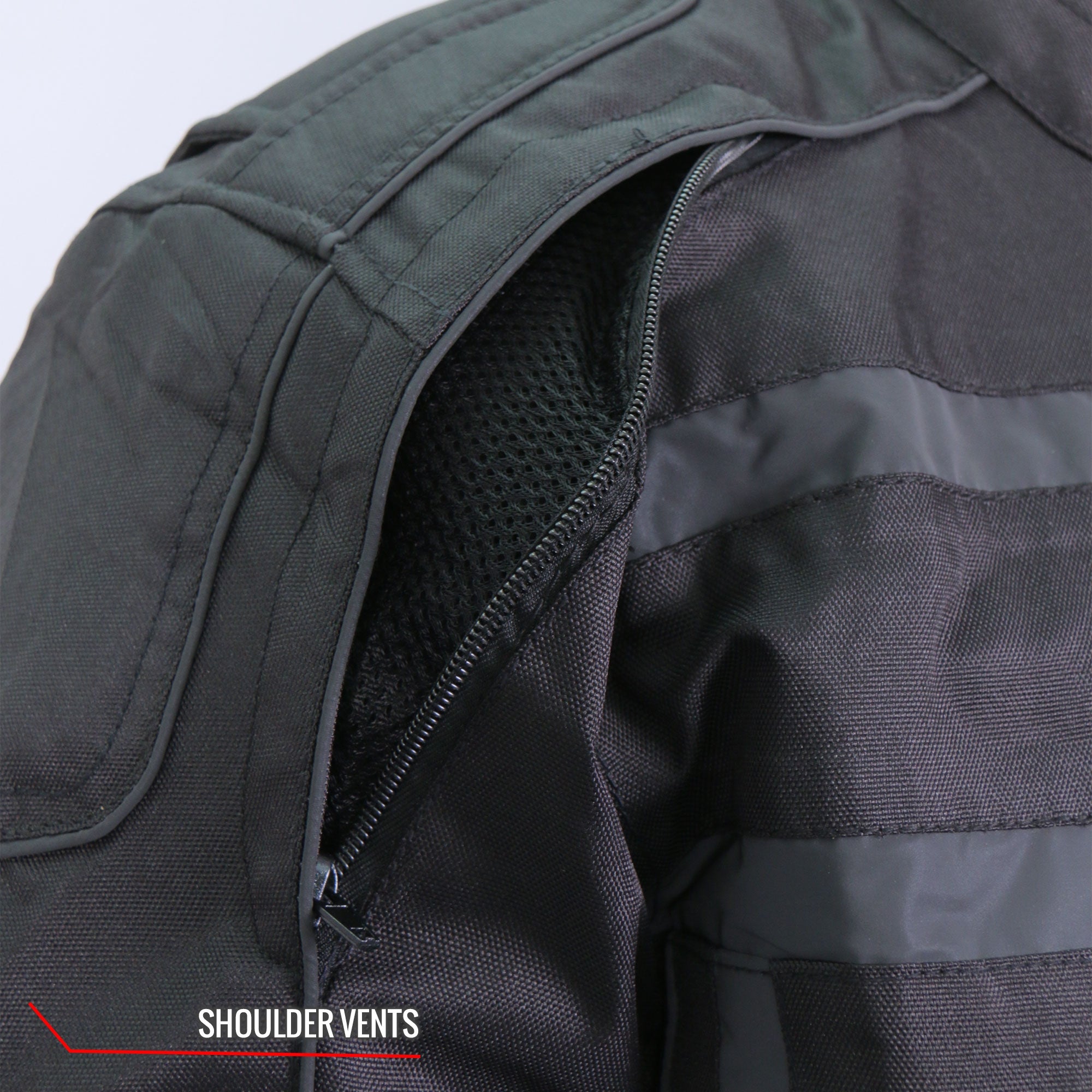 JKM1023 Men’s Black Biker High Visibility Nylon Motorcycle Jacket with Concealed Carry Pocket