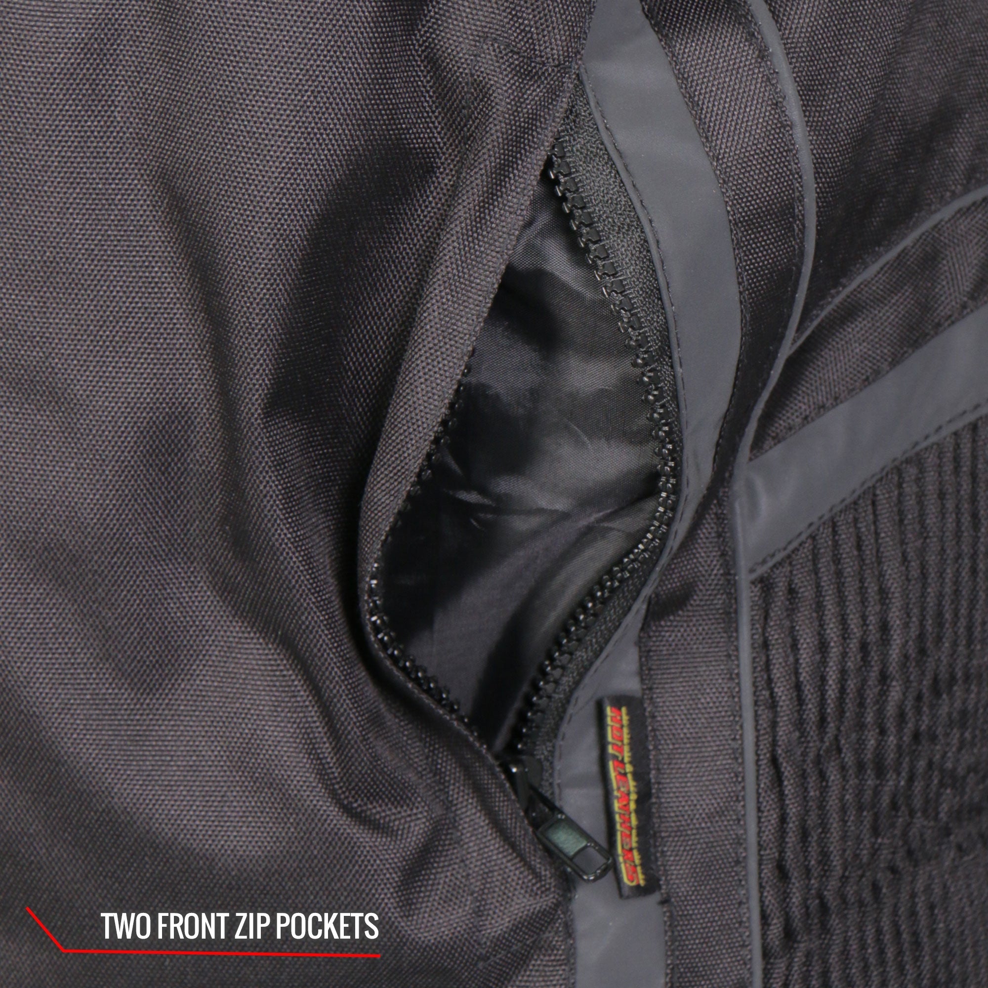 JKM1023 Men’s Black Biker High Visibility Nylon Motorcycle Jacket with Concealed Carry Pocket