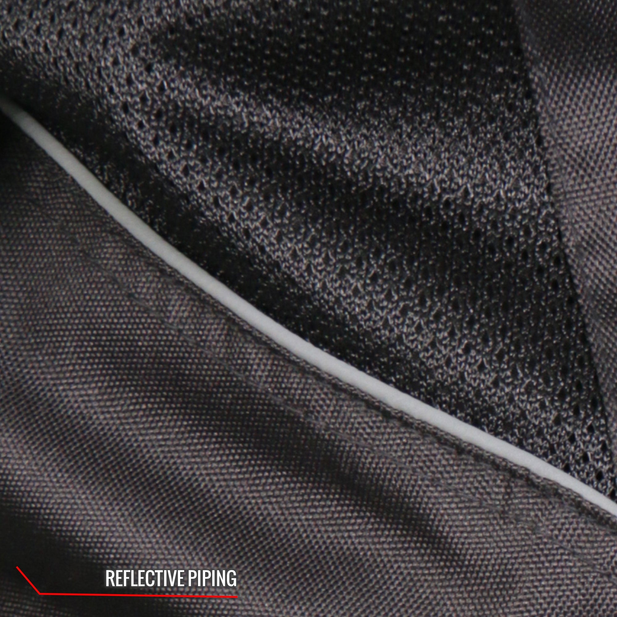 JKM1025 Men’s Black Biker Armored Nylon Mesh Motorcycle Jacket with Reflective Piping and Concealed Carry Pocket