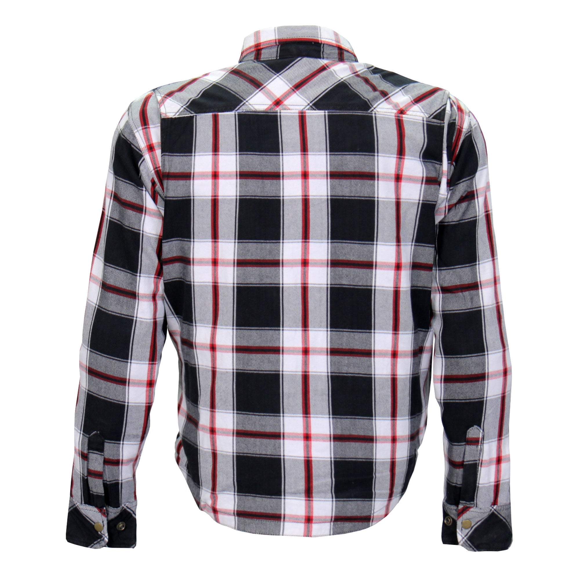 JKM3001 Men's Motorcycle Red and White Armored Flannel Biker Jacket