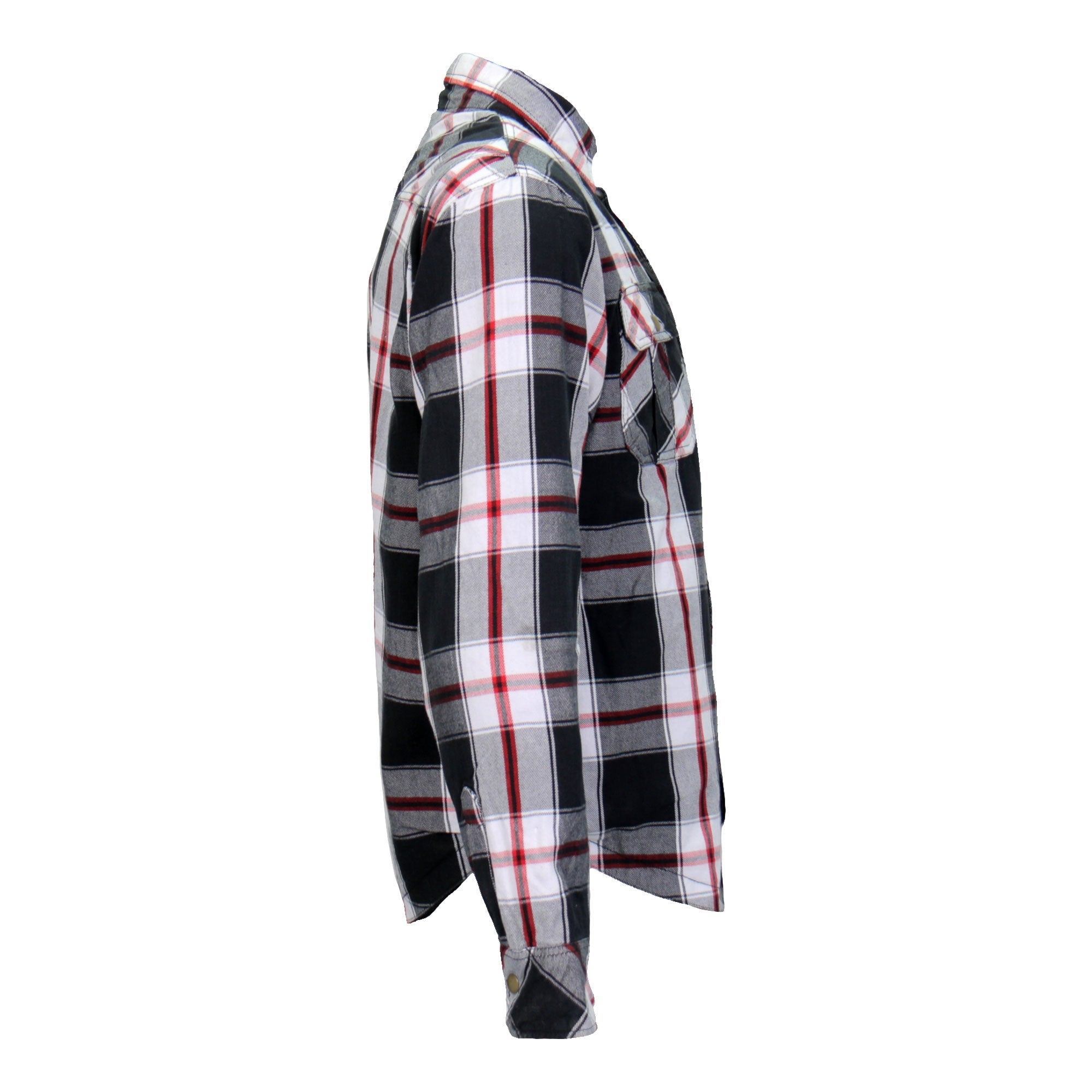 JKM3001 Men's Motorcycle Red and White Armored Flannel Biker Jacket