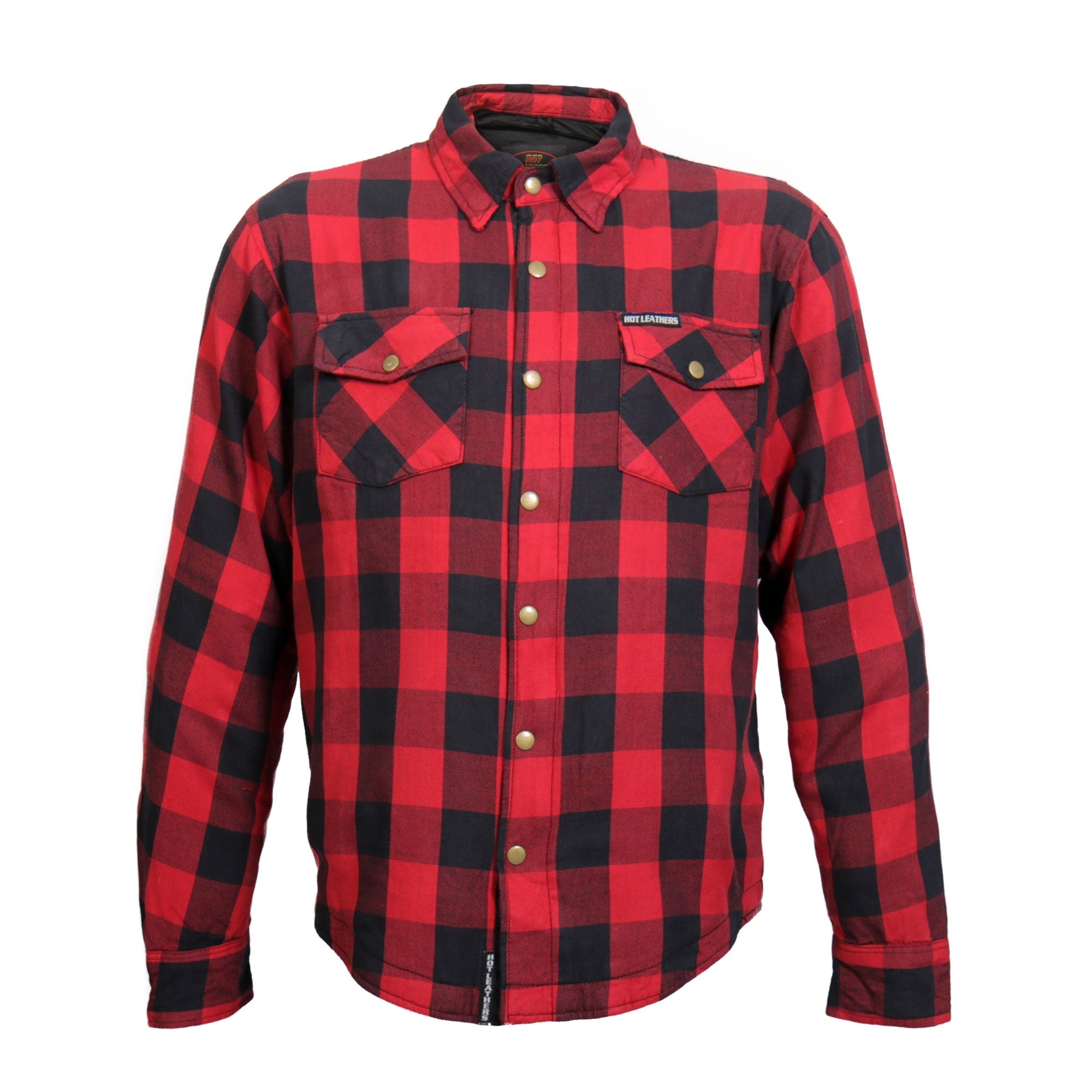 JKM3003 Men's Motorcycle Red and Black Armored Flannel Biker Jacket