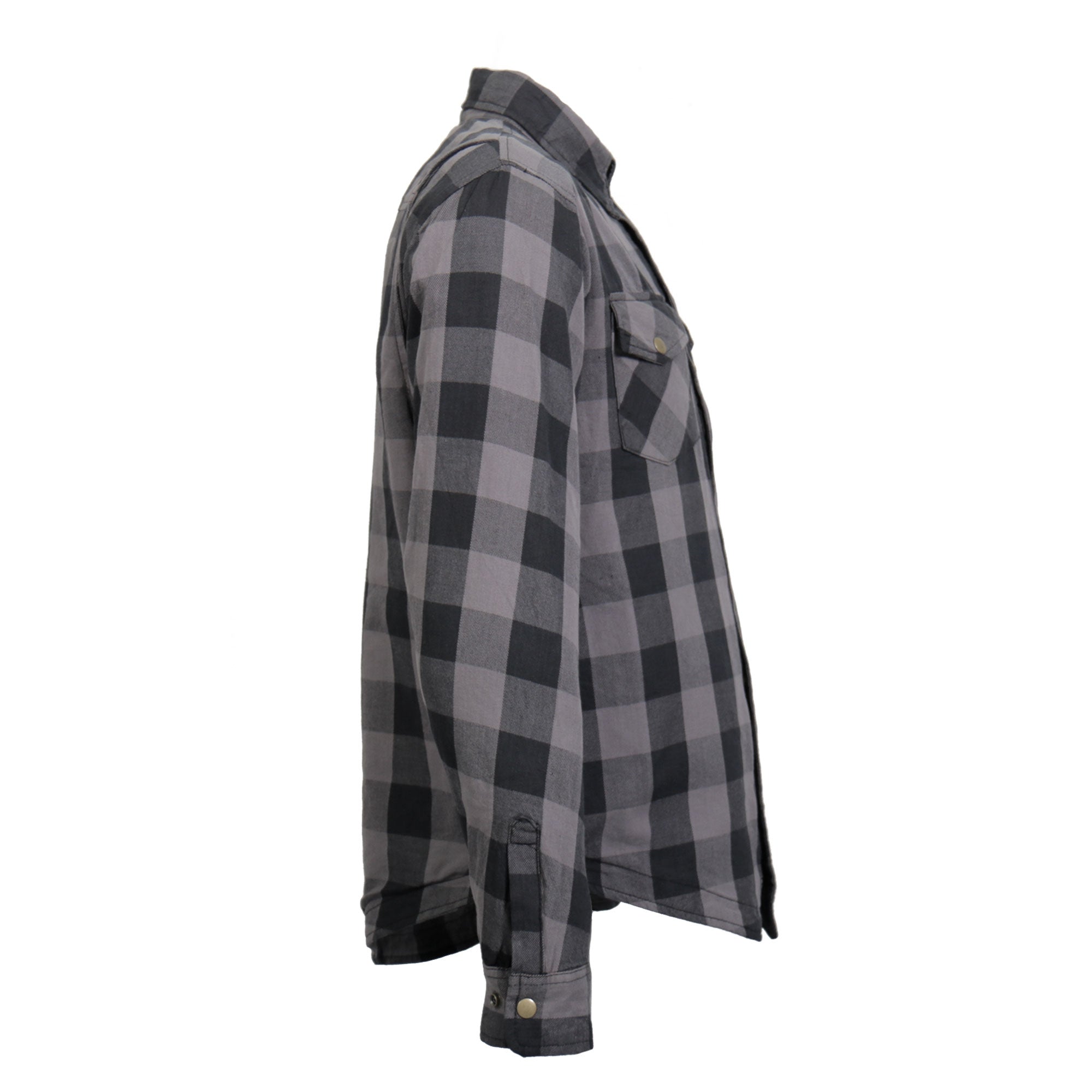 JKM3004 Men's Motorcycle Grey and Black Armored Flannel Biker Jacket