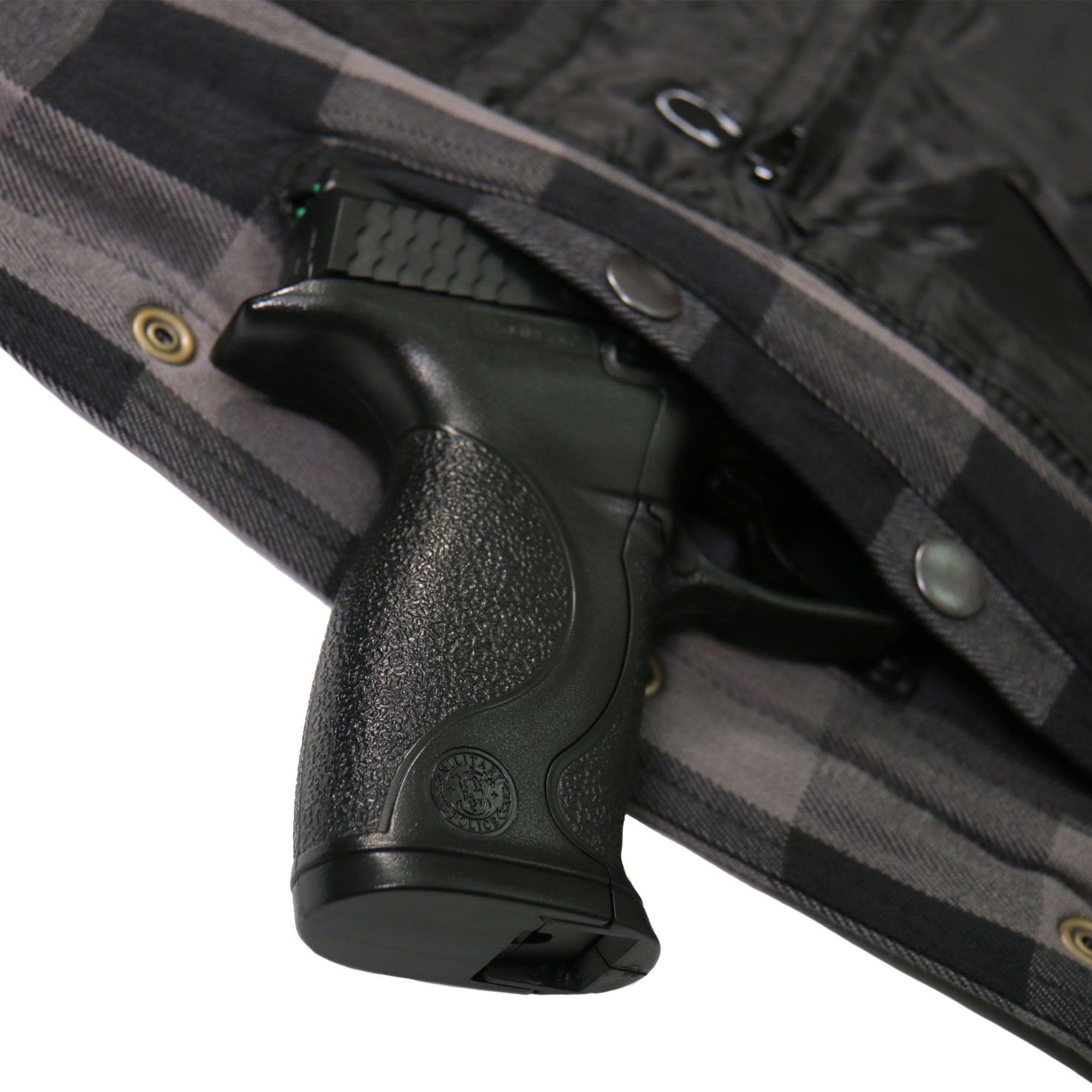 JKM3004 Men's Motorcycle Grey and Black Armored Flannel Biker Jacket