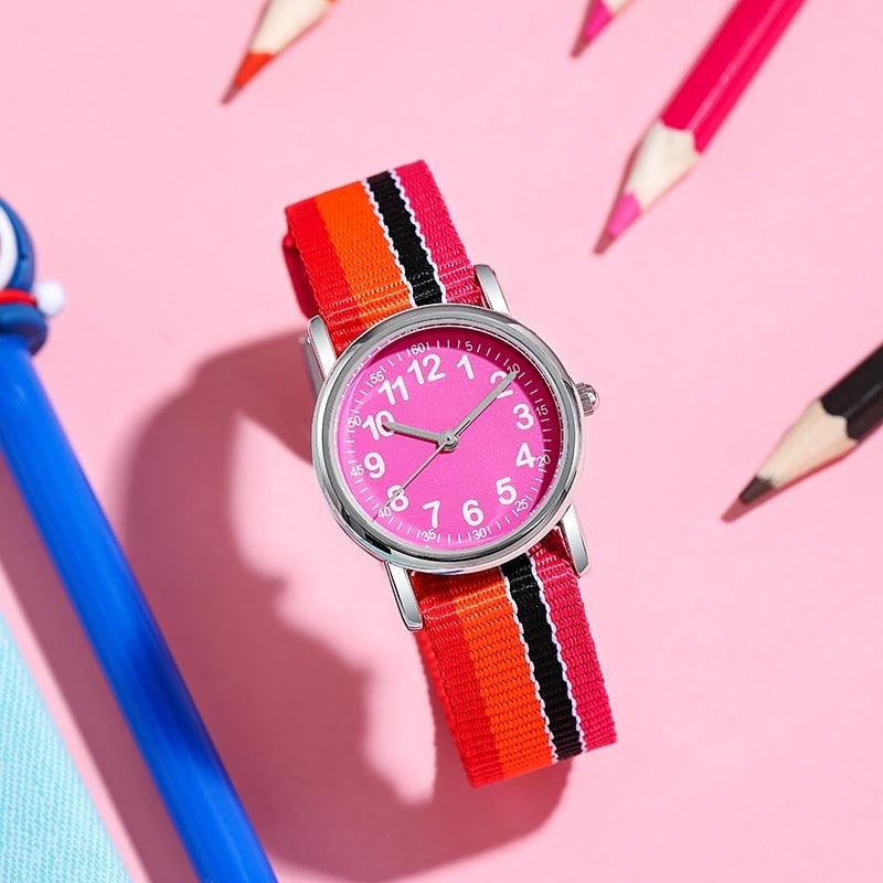 Kids Rist Watch Kids Watch Muticolour Nylon Watchband Gift For Childern School Student ...