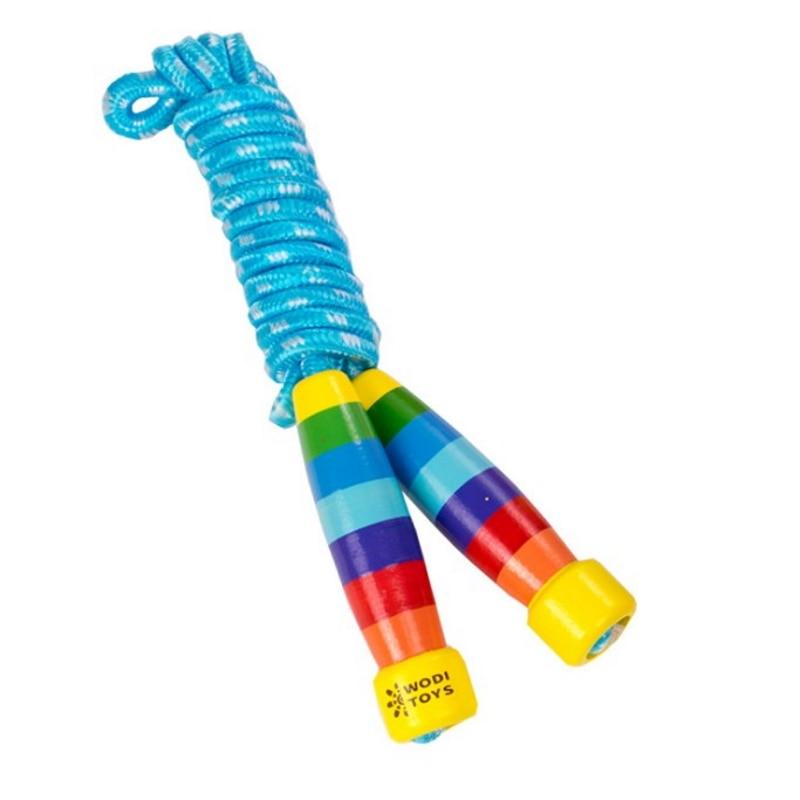 Kids Wood Jump Skip Rope Toy Exercise Play Animal Colorful Rainbow Woo ...