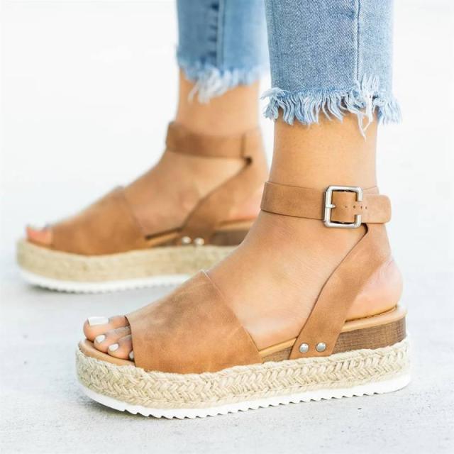 Ladies Elegant Leopard Shoes For Women High Heels Sandals Summer Flip Flop Platform Sandals High Platform Sandals Thick Bottom Belt Buckle Shoes Adjustable Strap Sandals