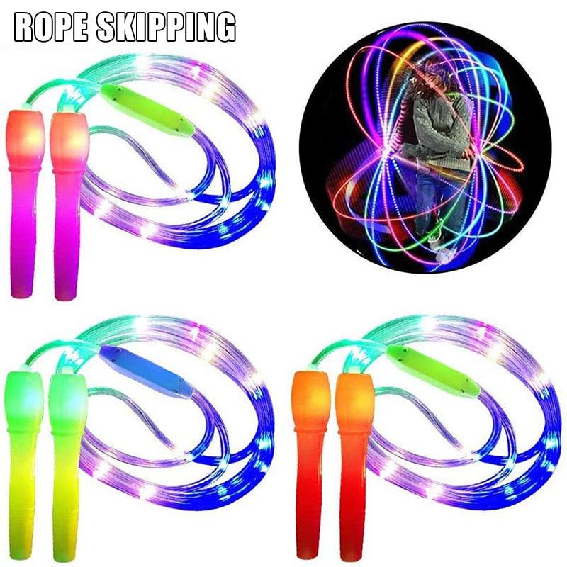Jump Ropes With Wheel LED Luminous Jump Ropes Skipping Rope Cable For Kids Adjustable Plasti ...