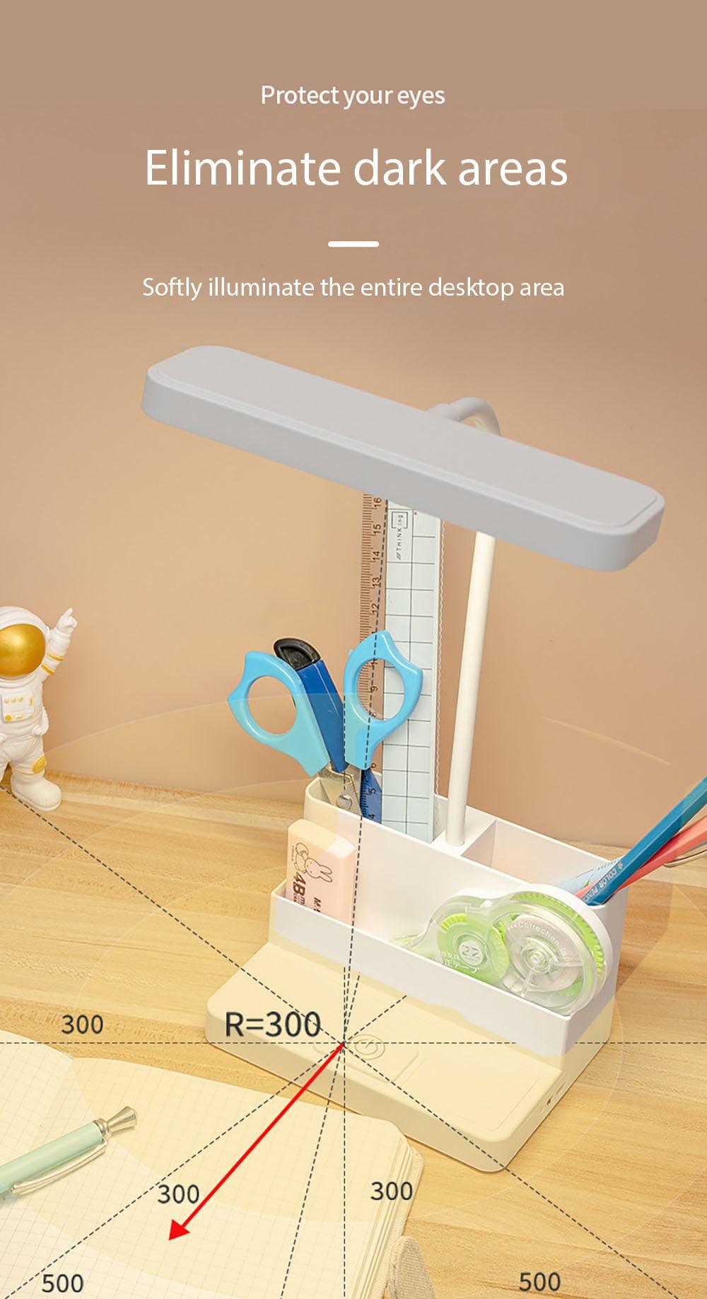 LED Table Lamp With Pen Storage Eye Protection Stepless Dimming Desk Lamp Study Children Smart LED Bedside Lamp Light Decorative Table Lamp Cute Study Lamps for Bedroom Décor