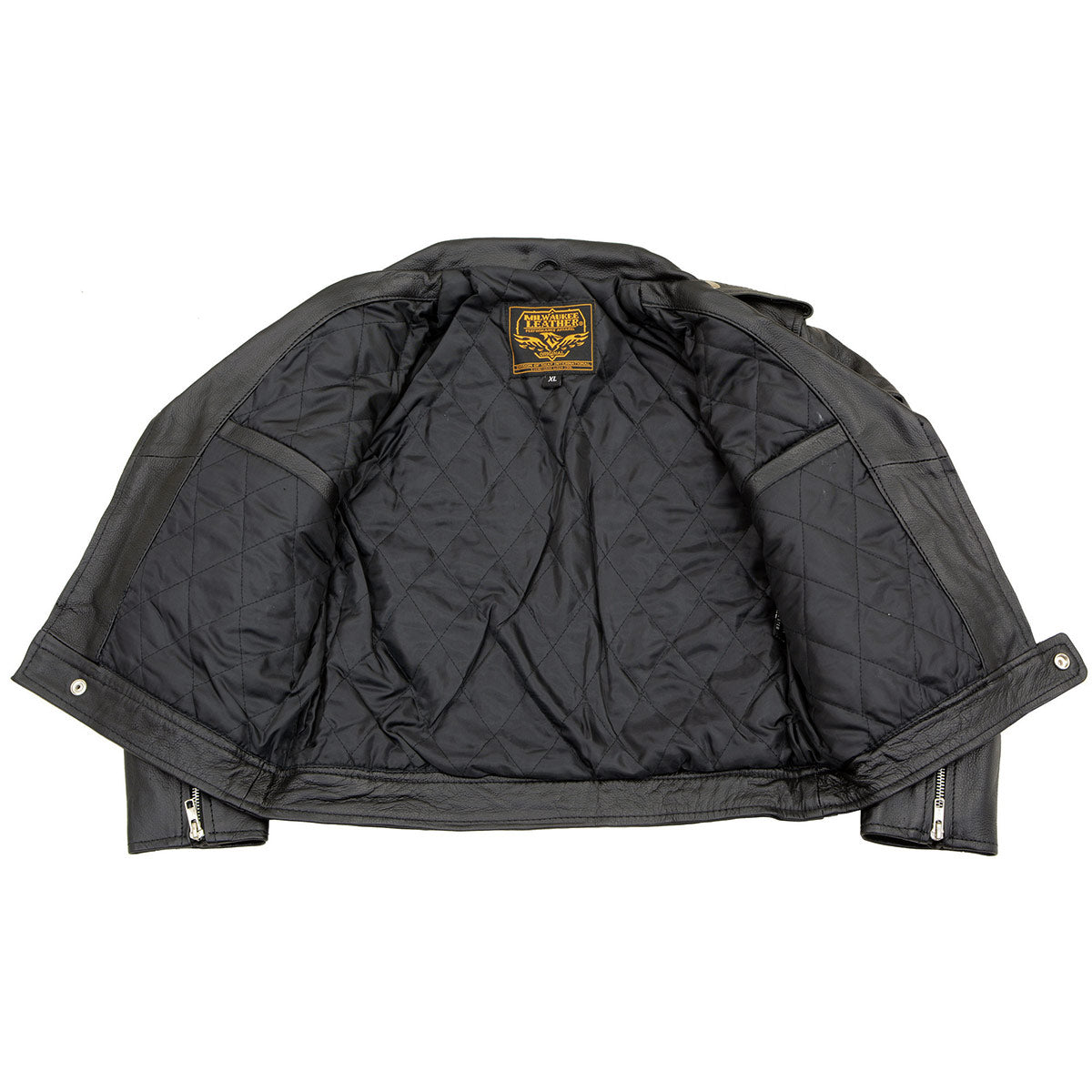 LKK1920 Boy's Black Classic Leather Biker Jacket with Patch Pocket Style