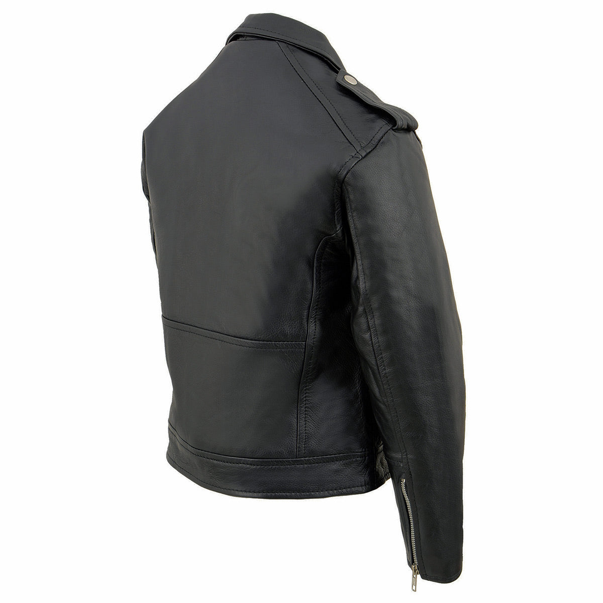 LKK1920 Boy's Black Classic Leather Biker Jacket with Patch Pocket Style