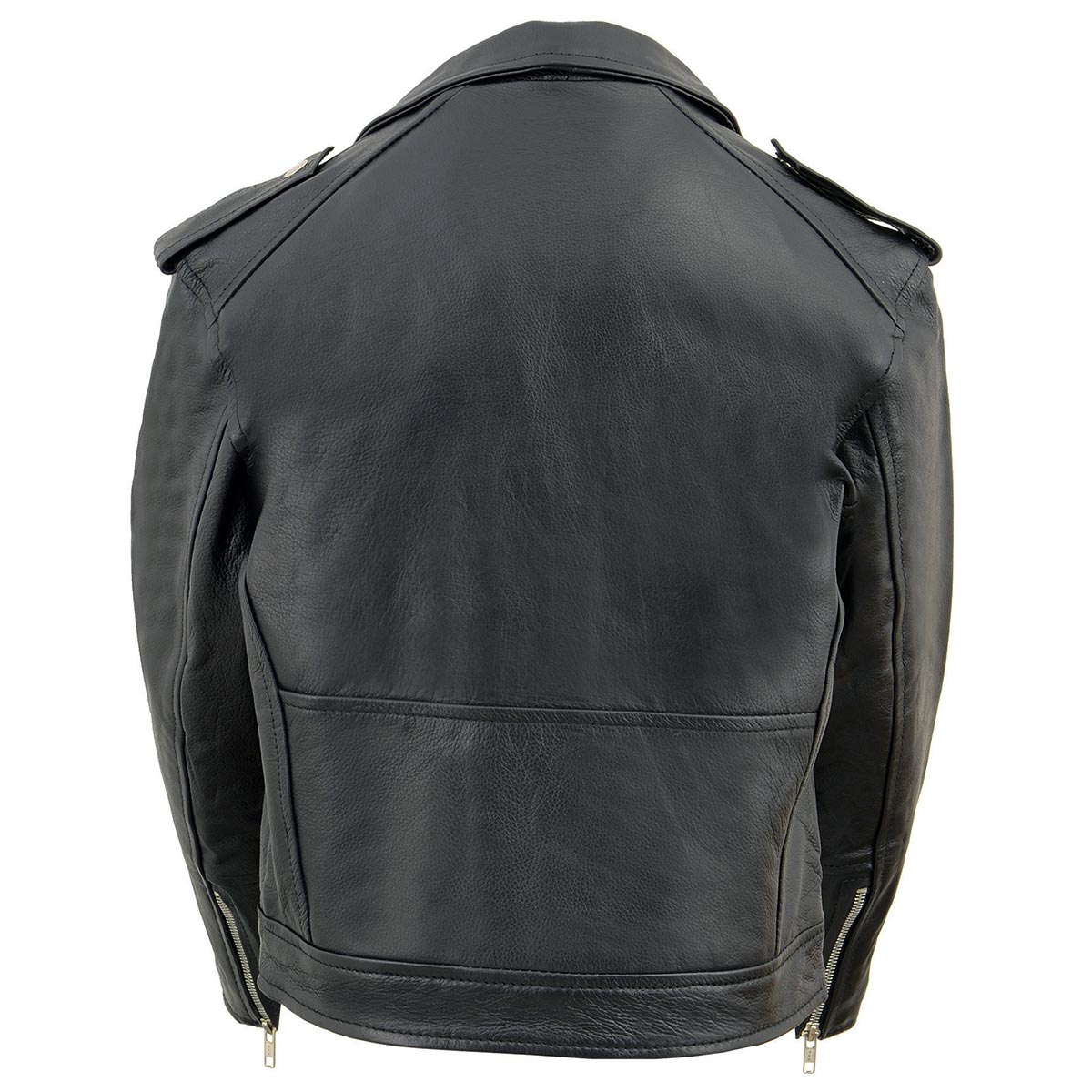 LKK1920 Boy's Black Classic Leather Biker Jacket with Patch Pocket Style