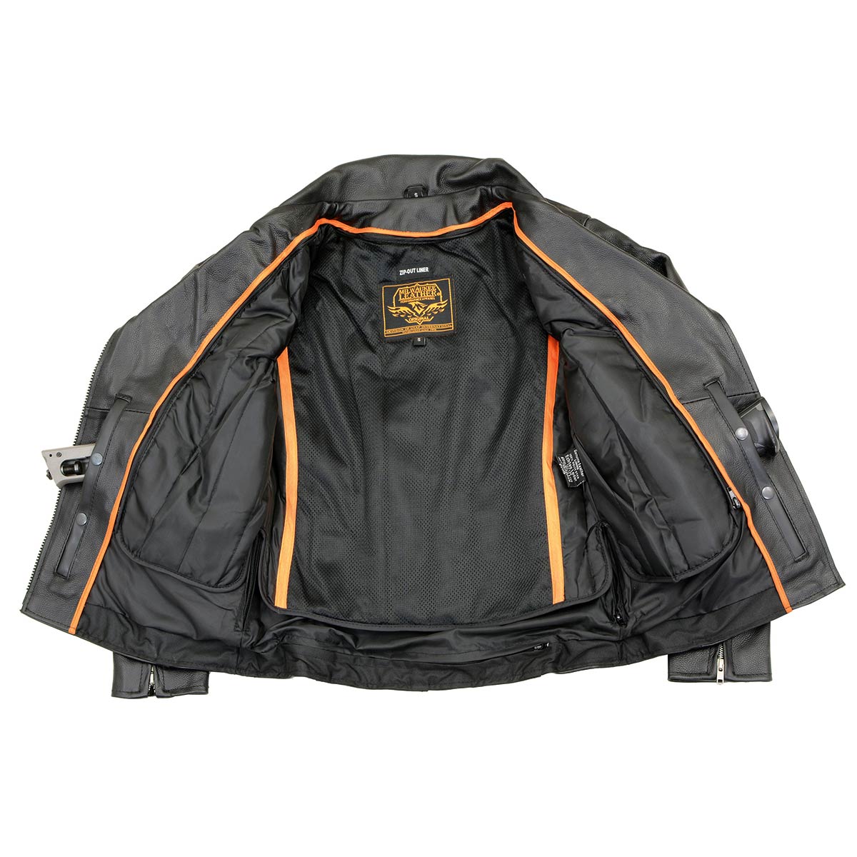 LKL2710 Women's Classic Black Braided Motorcycle Jacket with Studded Back