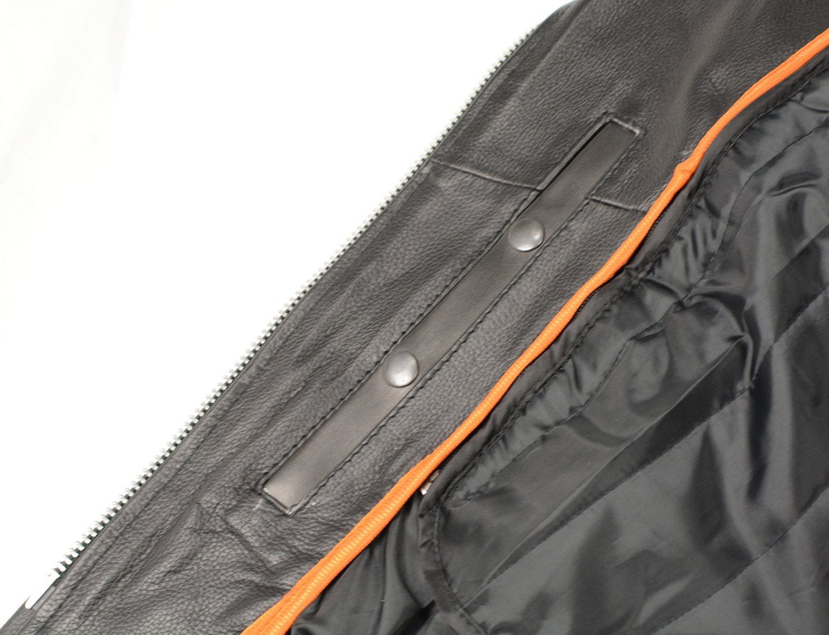 LKL2710 Women's Classic Black Braided Motorcycle Jacket with Studded Back