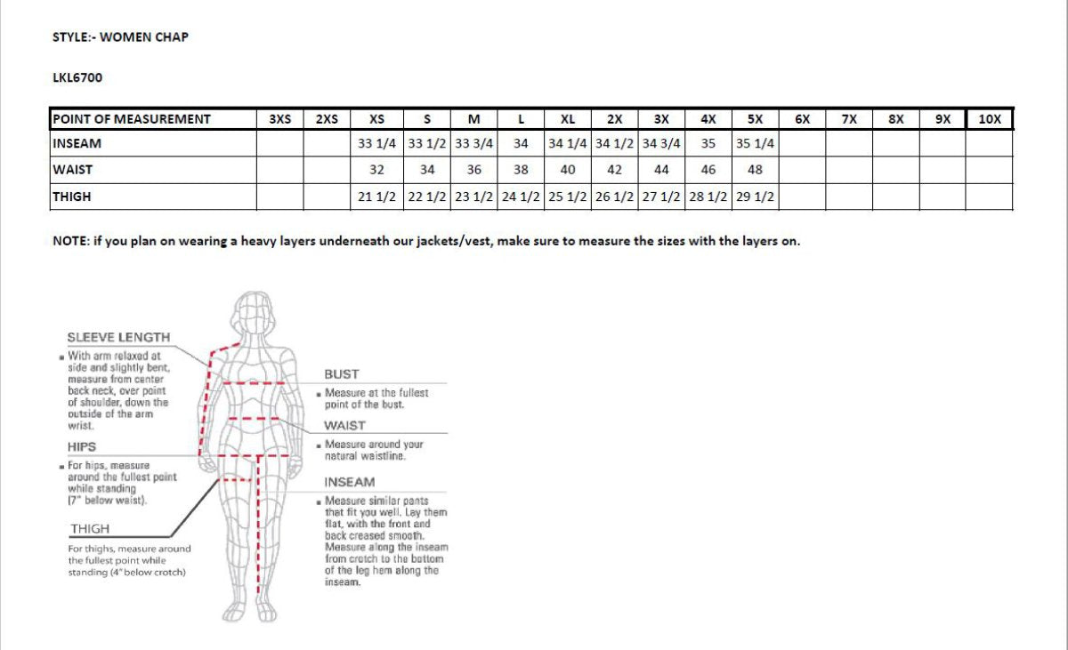 LKL6700 Women's Classic Black Leather Chaps with Hip Pocket