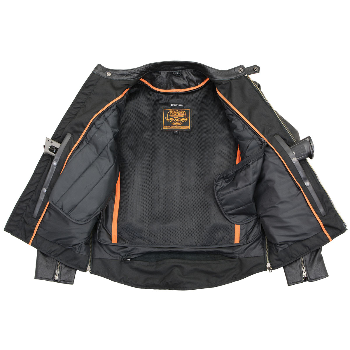 LKM1710 Men's Black Classic Scooter Style Leather Motorcycle Jacket w/ Removable Thermal Liner