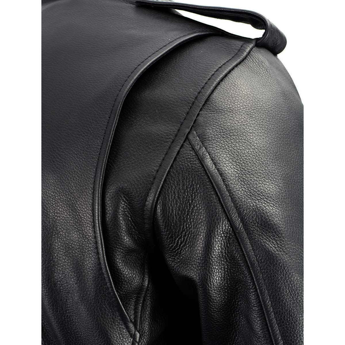 LKM1711TALL Men's Black Tall-Sizes Side Lace Police Style Leather Jacket