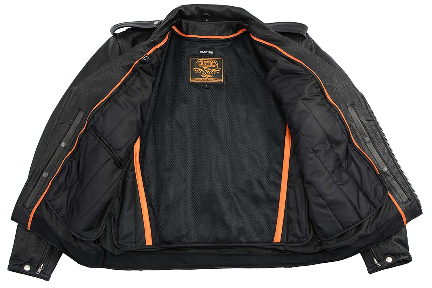 LKM1711TALL Men's Black Tall-Sizes Side Lace Police Style Leather Jacket