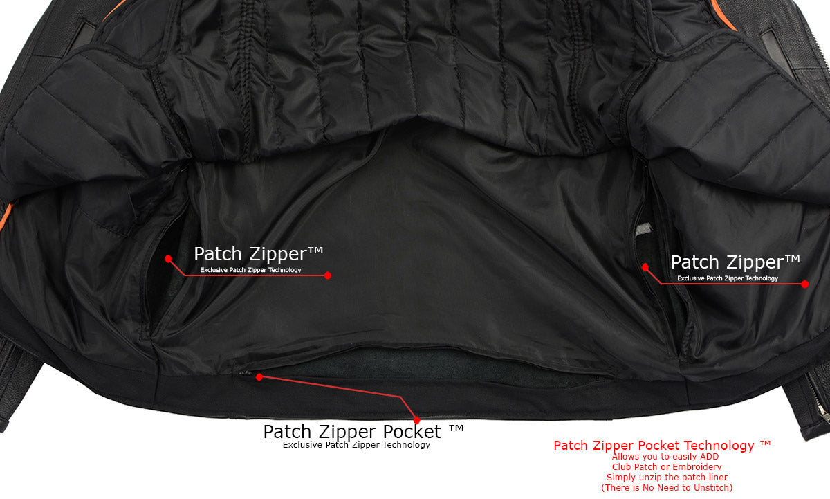 LKM1711TALL Men's Black Tall-Sizes Side Lace Police Style Leather Jacket