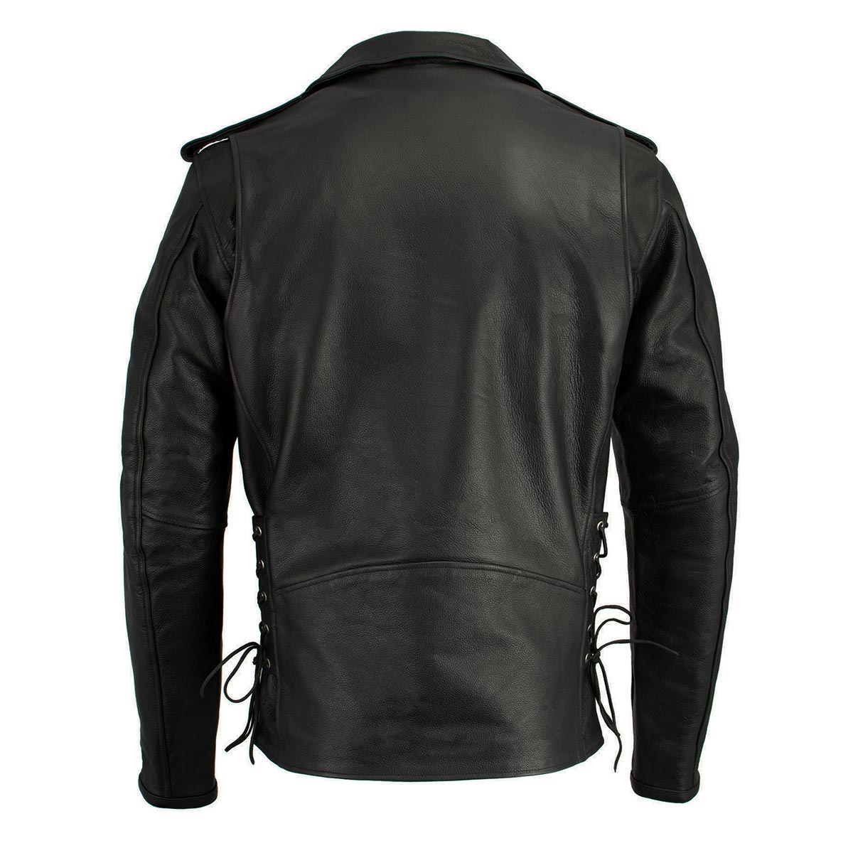 LKM1711TALL Men's Black Tall-Sizes Side Lace Police Style Leather Jacket