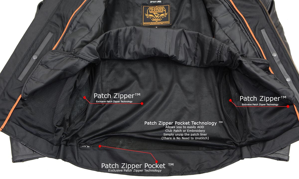 LKM1725 Men's Black Leather Sporty Crossover Scooter Motorcycle Jacket w/ Reflective Piping