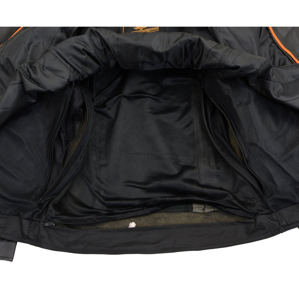 LKM1760 Men's Black Leather Motorcycle Riders Jacket w/ Multi-Utility Pockets